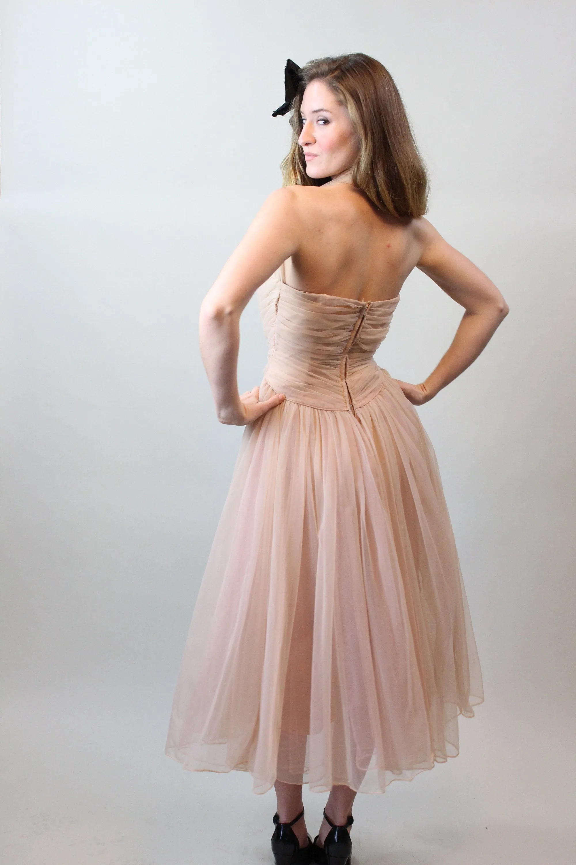 1950s EMMA DOMB draped tulle dress xs  | new spring summer