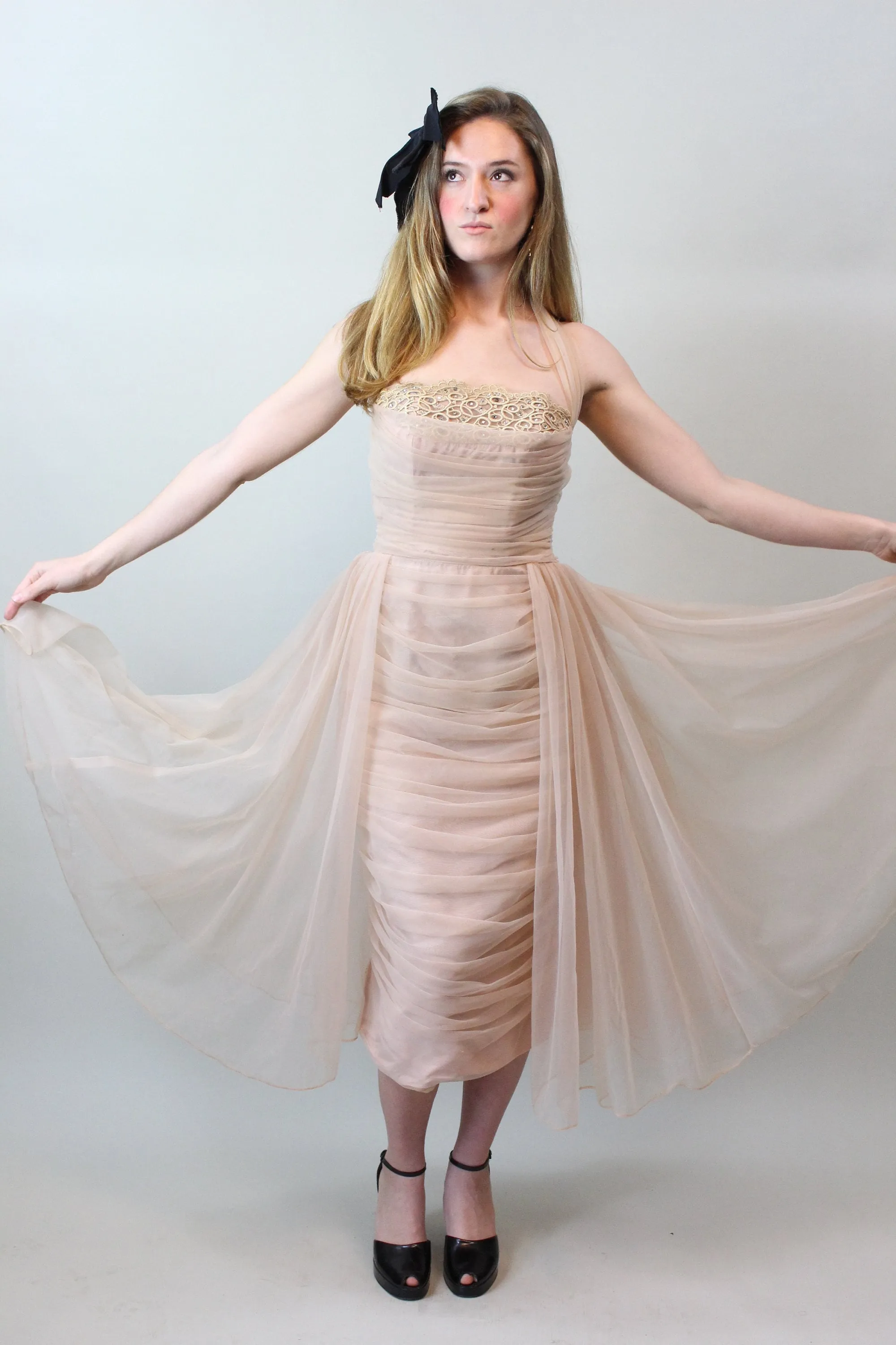 1950s EMMA DOMB draped tulle dress xs  | new spring summer