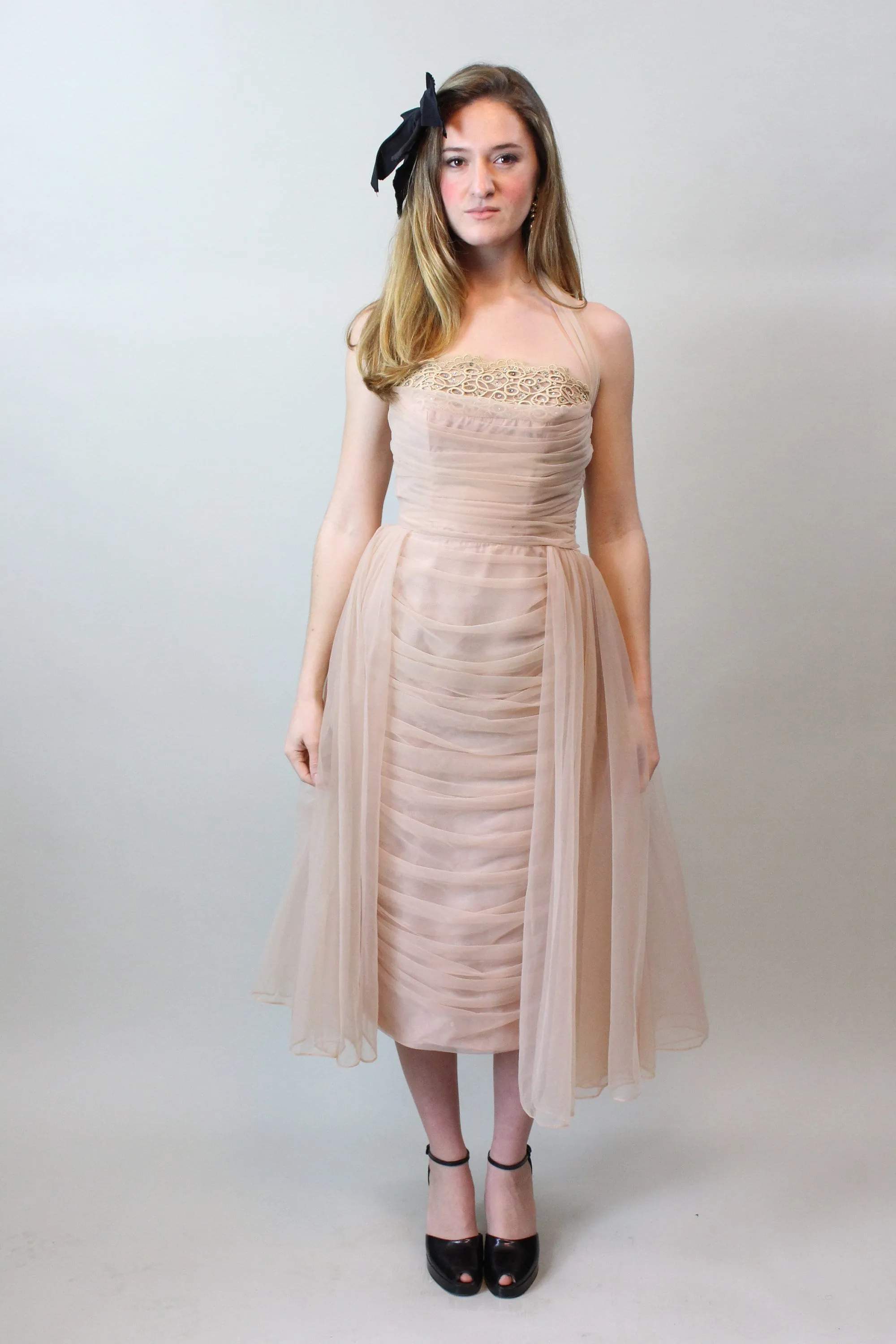 1950s EMMA DOMB draped tulle dress xs  | new spring summer