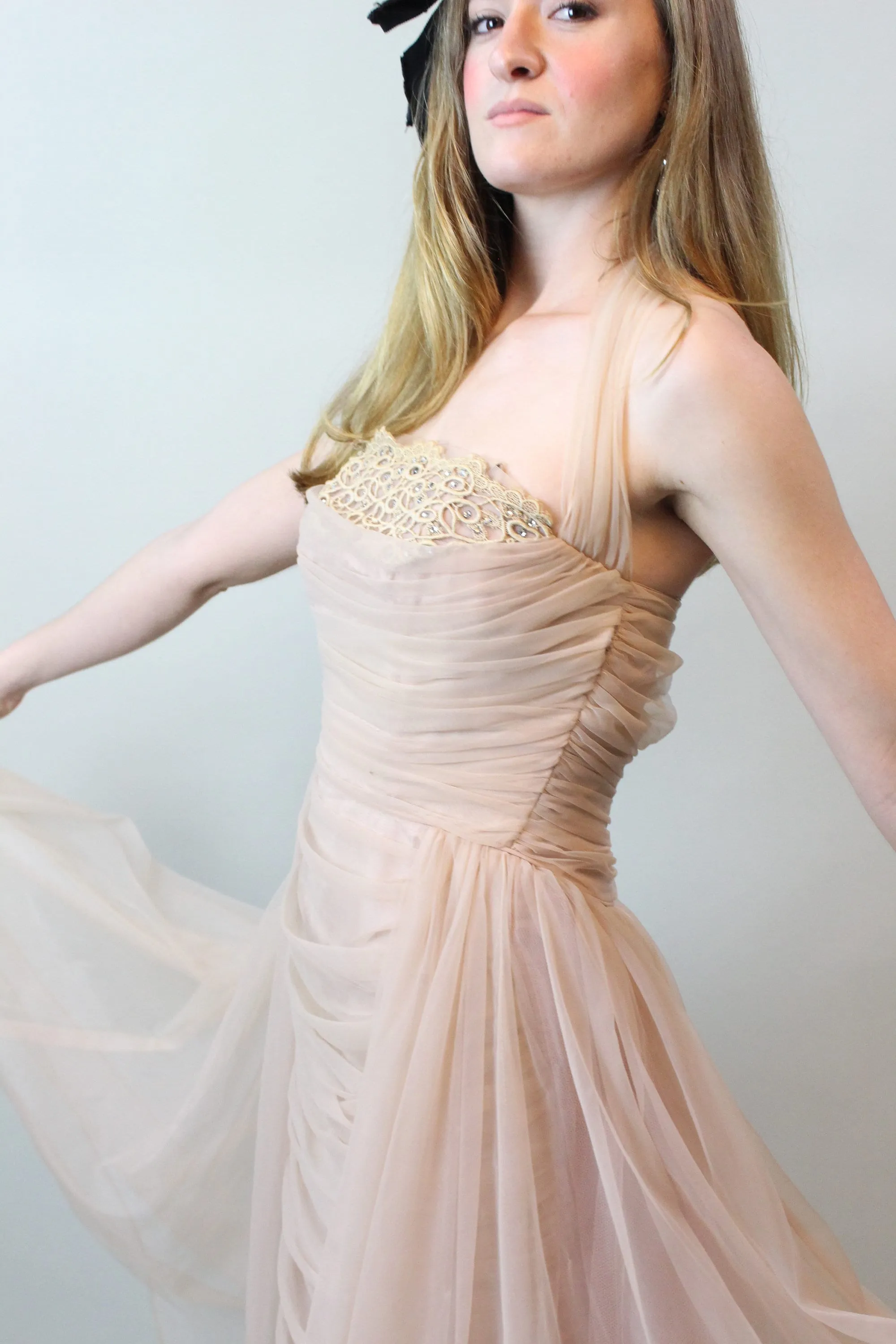 1950s EMMA DOMB draped tulle dress xs  | new spring summer