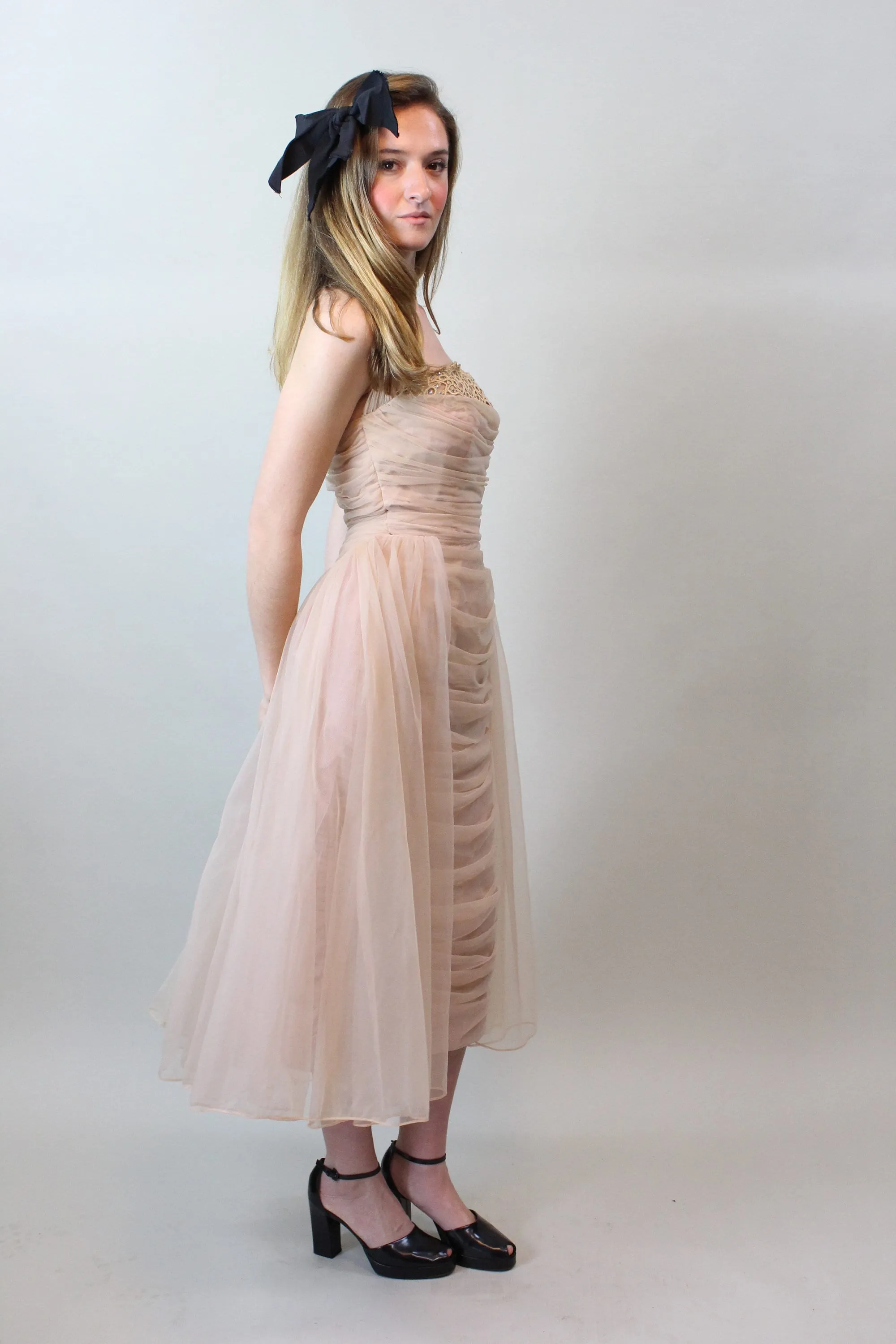 1950s EMMA DOMB draped tulle dress xs  | new spring summer