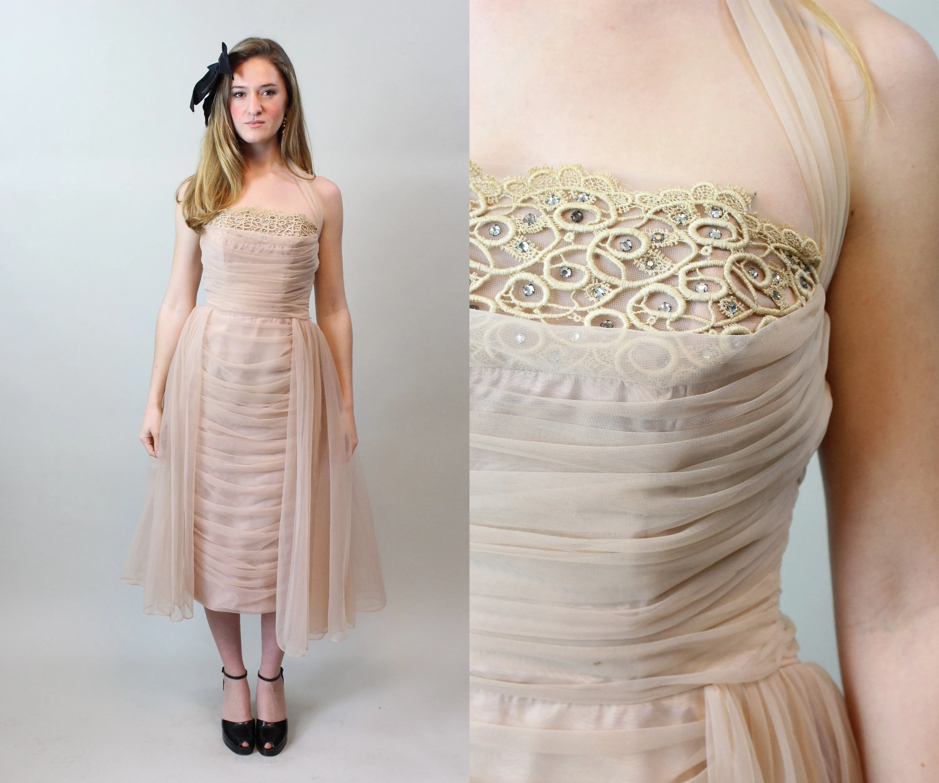 1950s EMMA DOMB draped tulle dress xs  | new spring summer