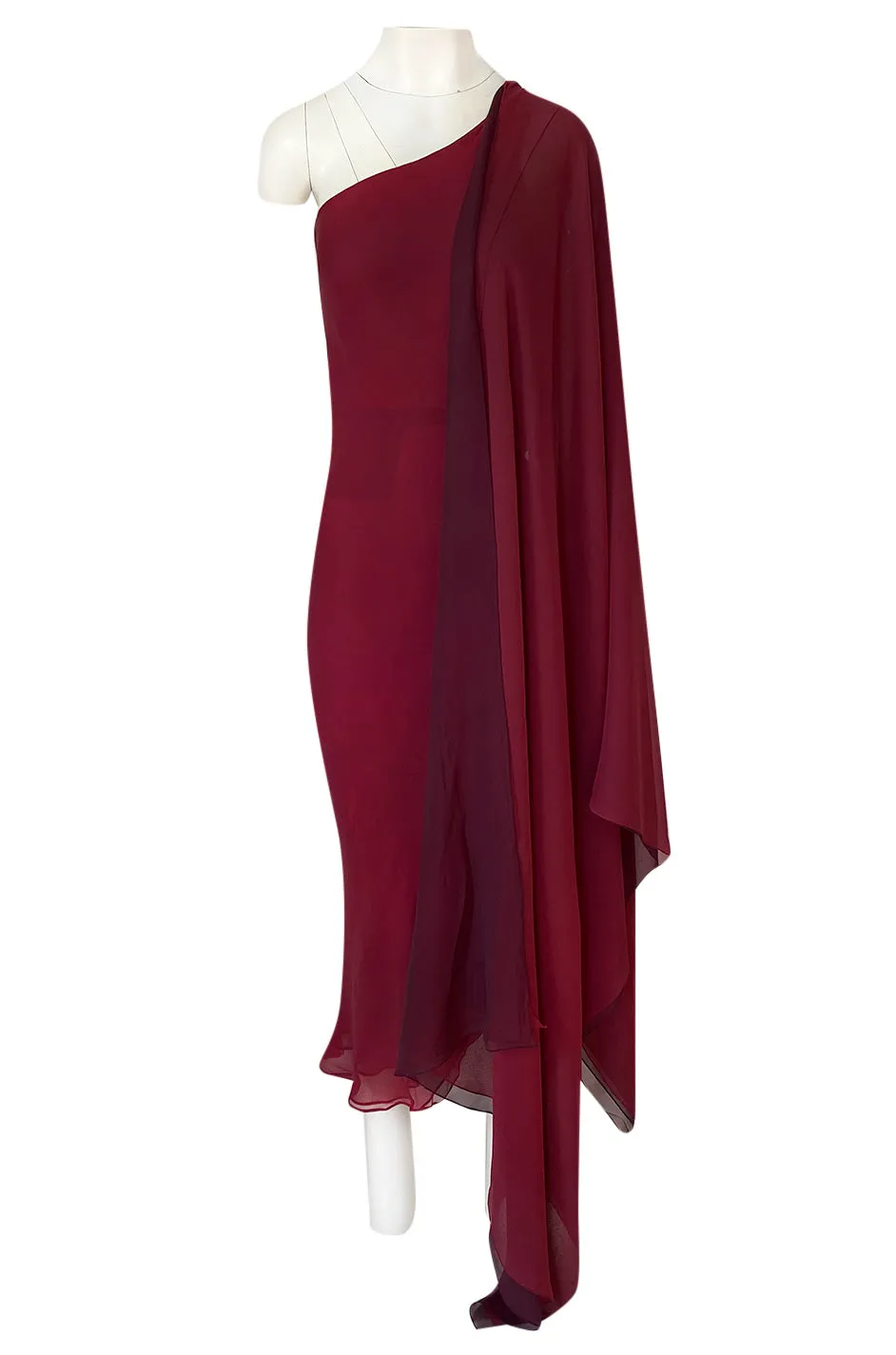 1973 Halston Couture Layered One Shoulder Silk Chiffon Multi Way Dress