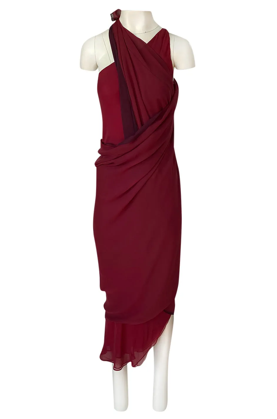 1973 Halston Couture Layered One Shoulder Silk Chiffon Multi Way Dress