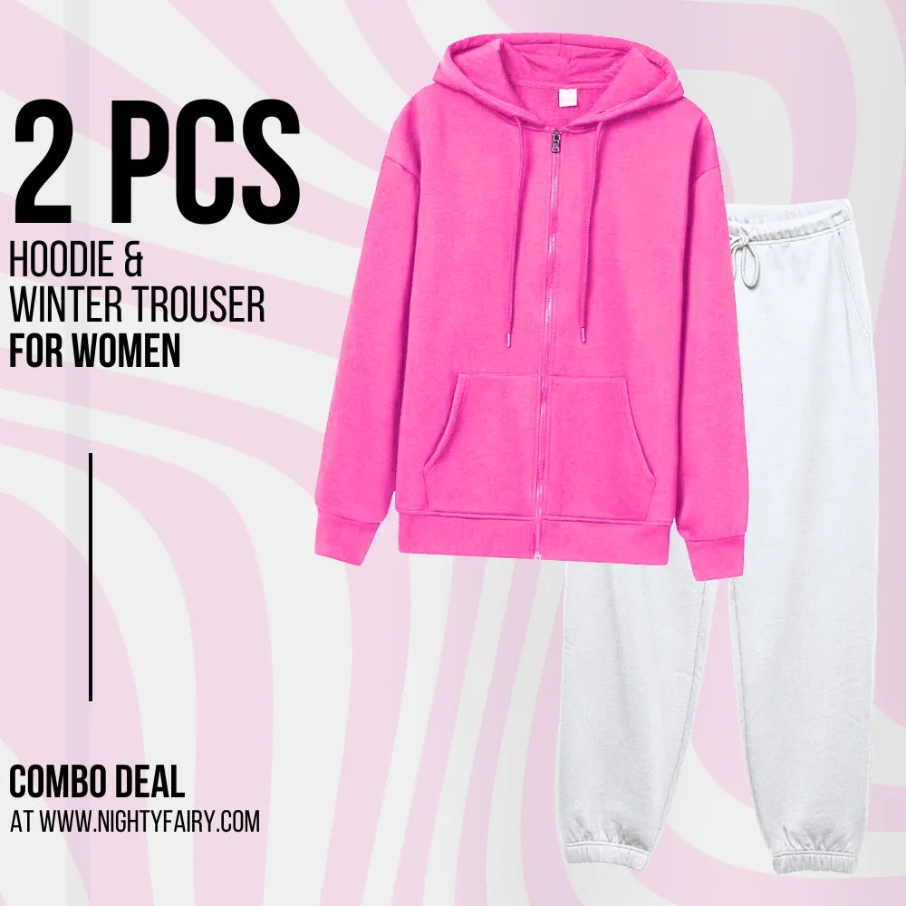 2 Pcs Premium Zipper Hoodie & Trouser Combo (1054)