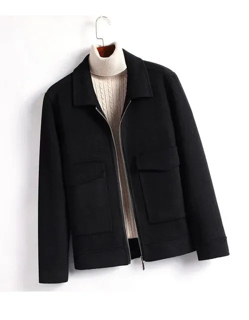 2024 Winter new Double sided wool coat Men's high quality trench casual woolen s fashion men zipper over