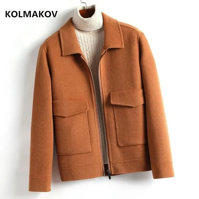 2024 Winter new Double sided wool coat Men's high quality trench casual woolen s fashion men zipper over