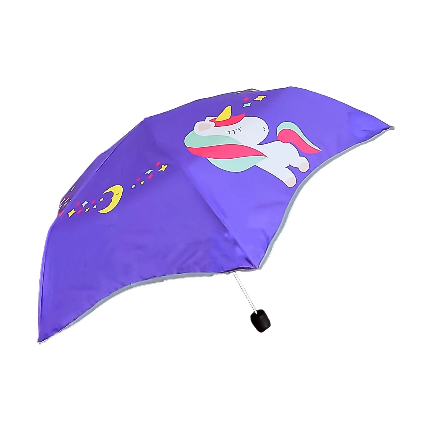 3-Fold Sun Protective Solid Foldable Umbrella (1 Pc / Mix Color & Design))