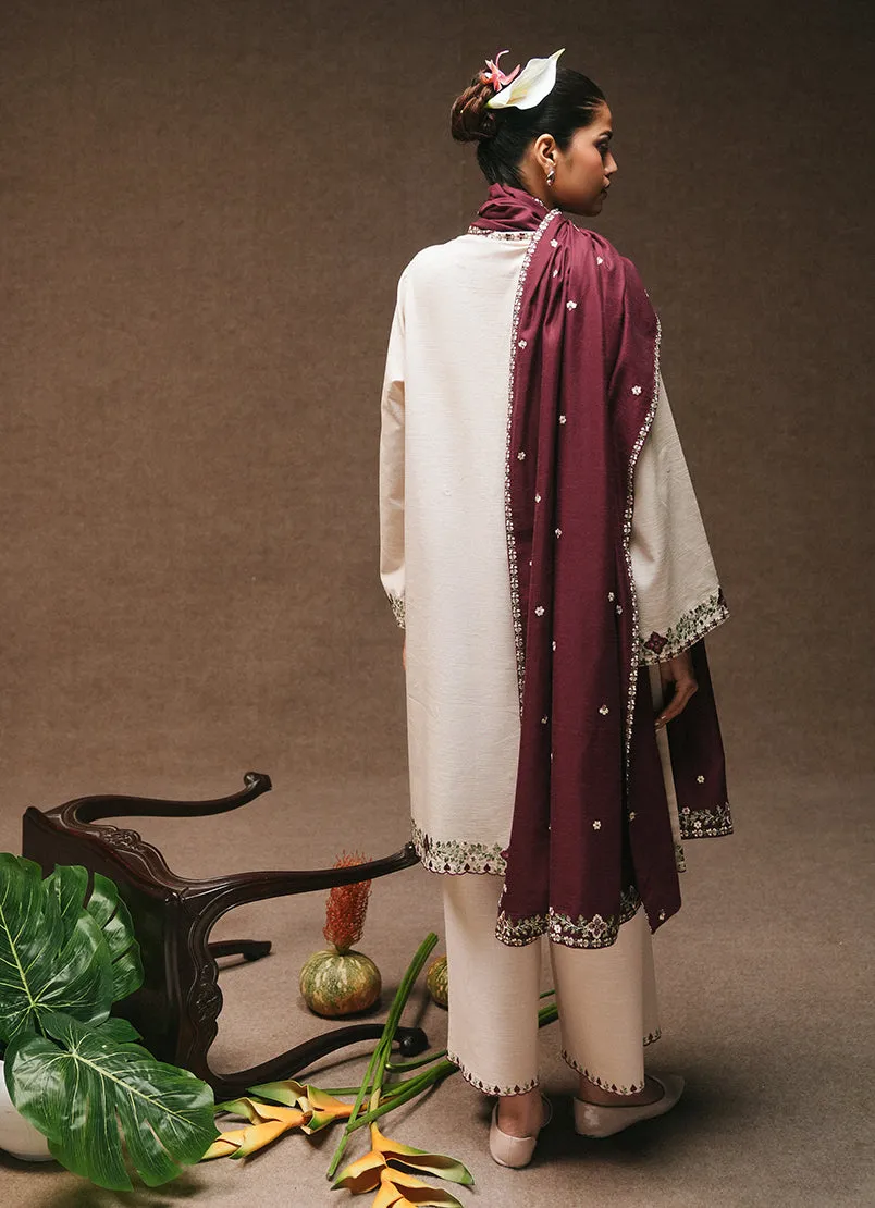 3 Pc Khaddar Embroidered Suit - Ikse-213872