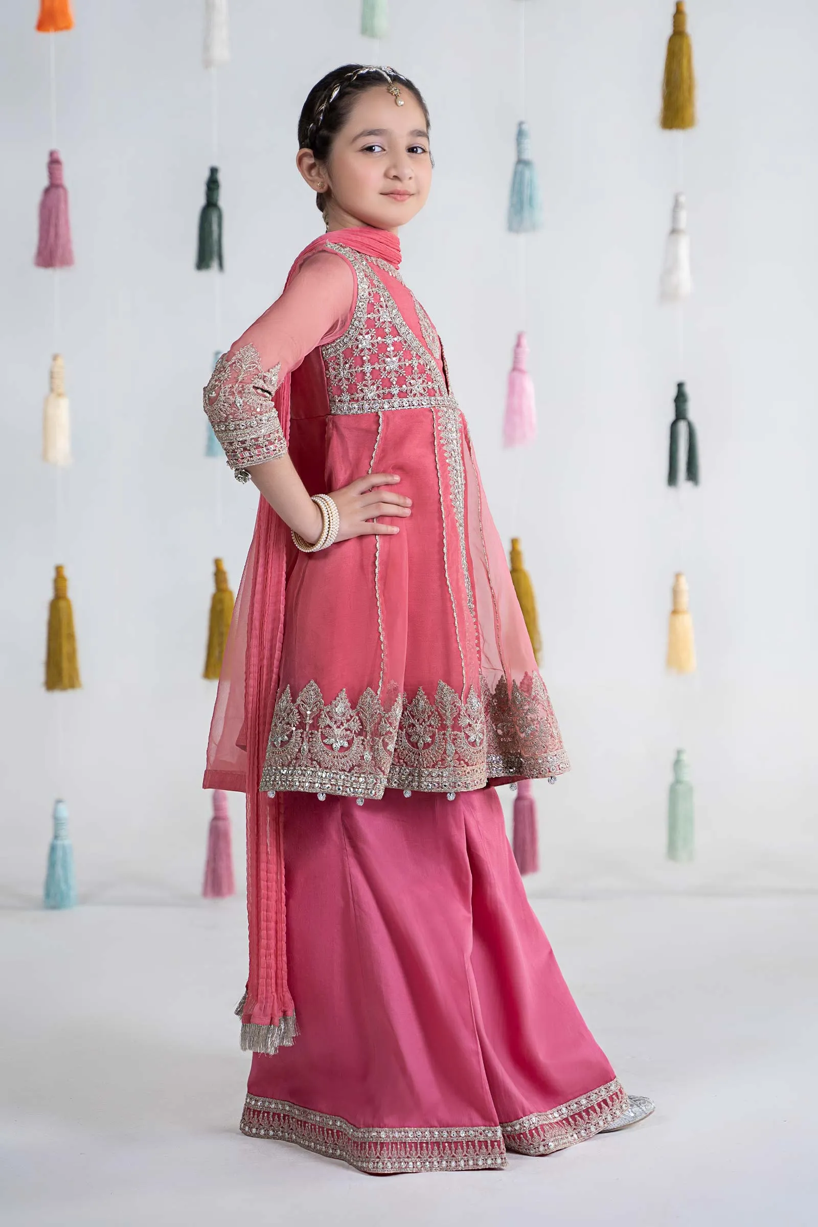 3 Piece Embroidered Organza Suit | MKS-EA24-31