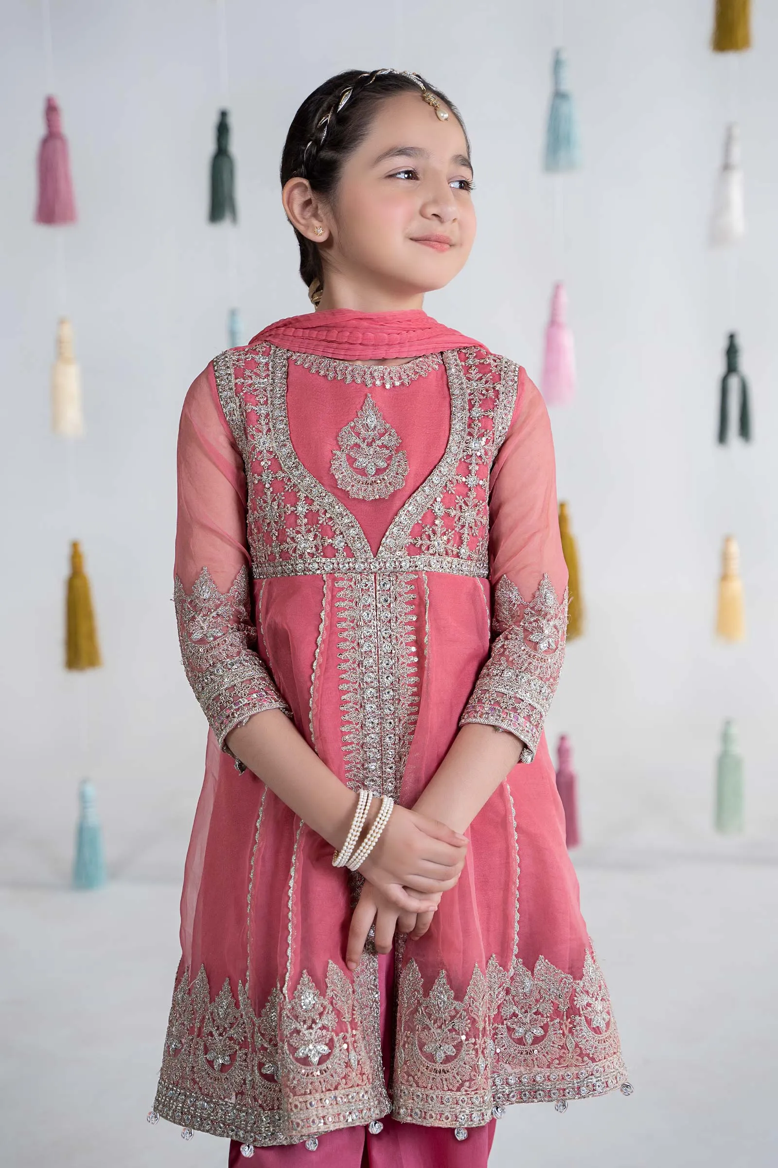 3 Piece Embroidered Organza Suit | MKS-EA24-31