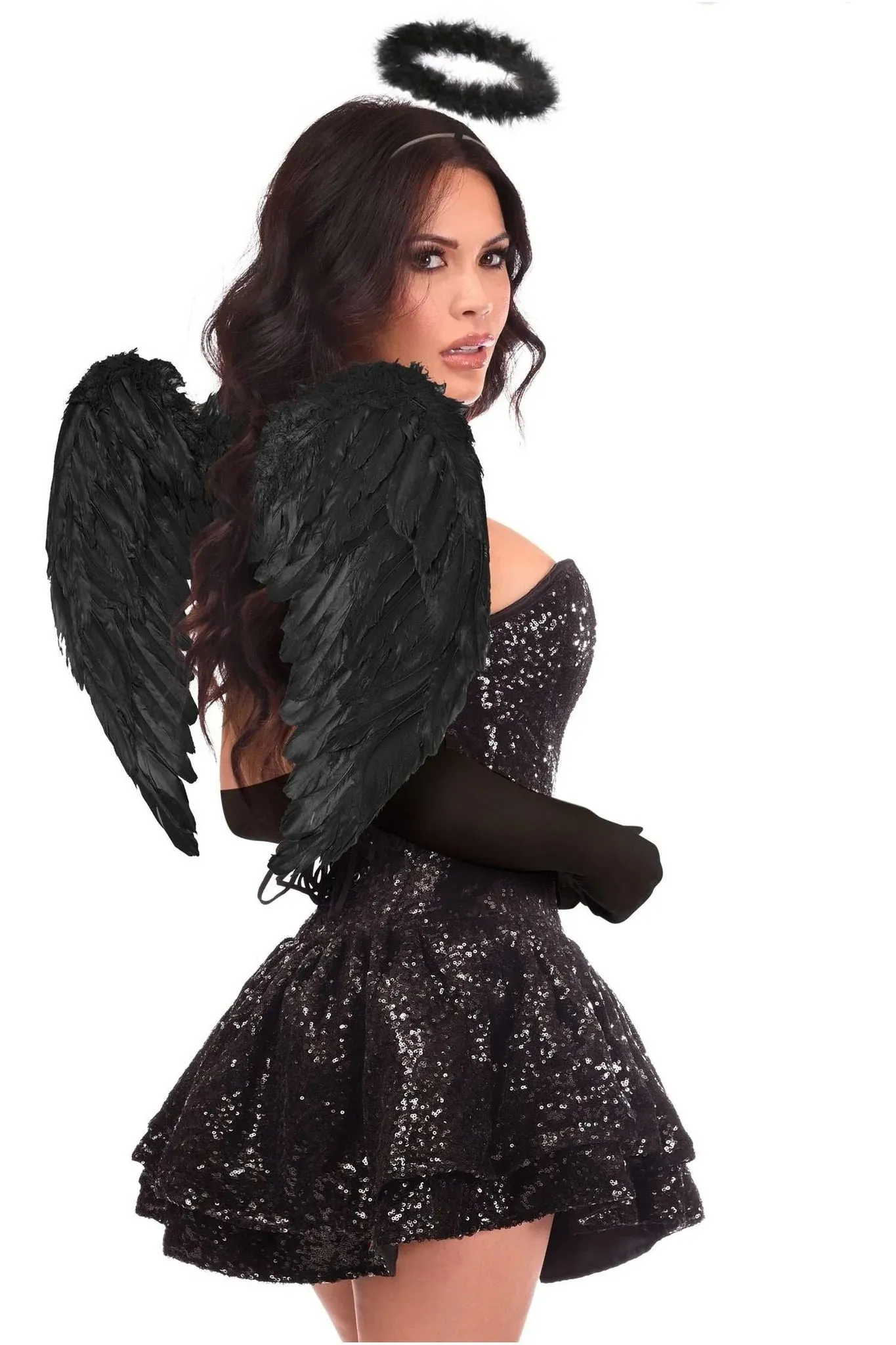 4 PC Sequin Dark Angel Corset Dress Costume