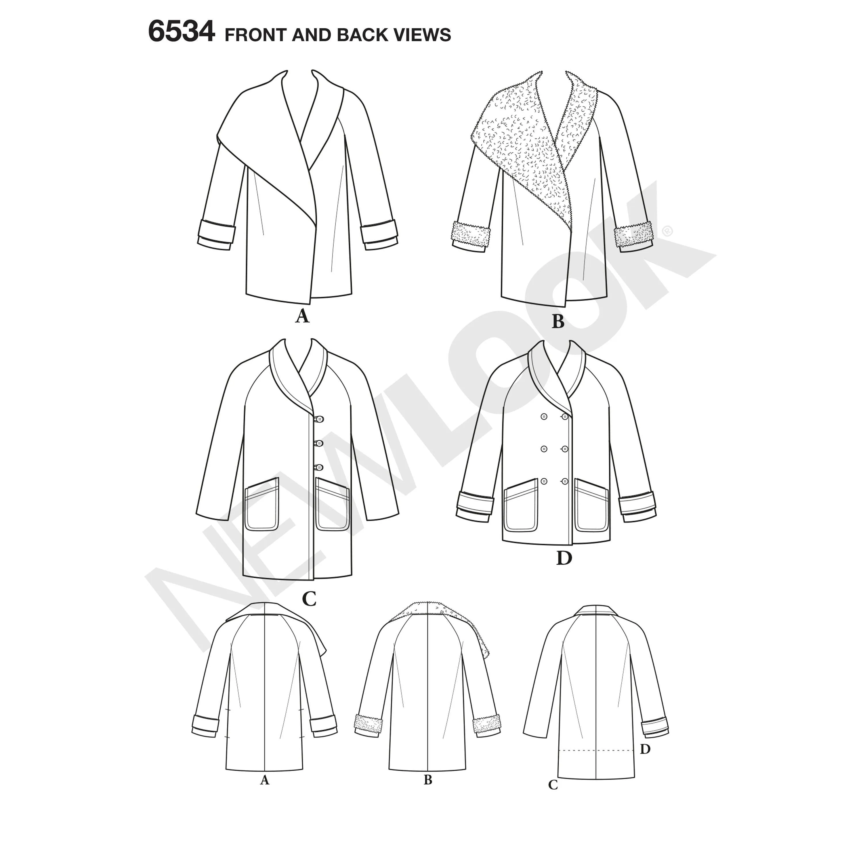 6534 New Look Pattern 6534 Women's Coats