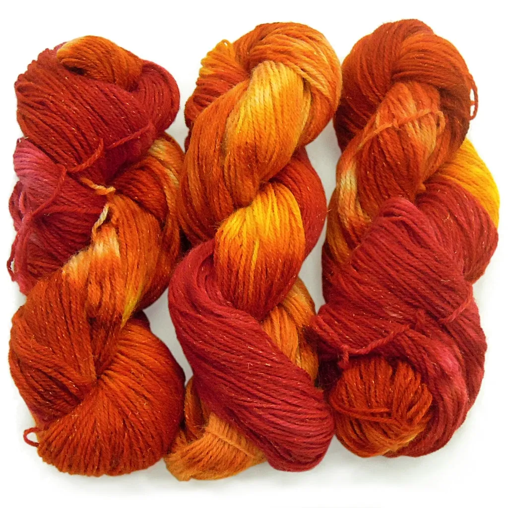 About The Color - Autumn Breeze, Orange & Red Hand Dyed Yarn, Worsted