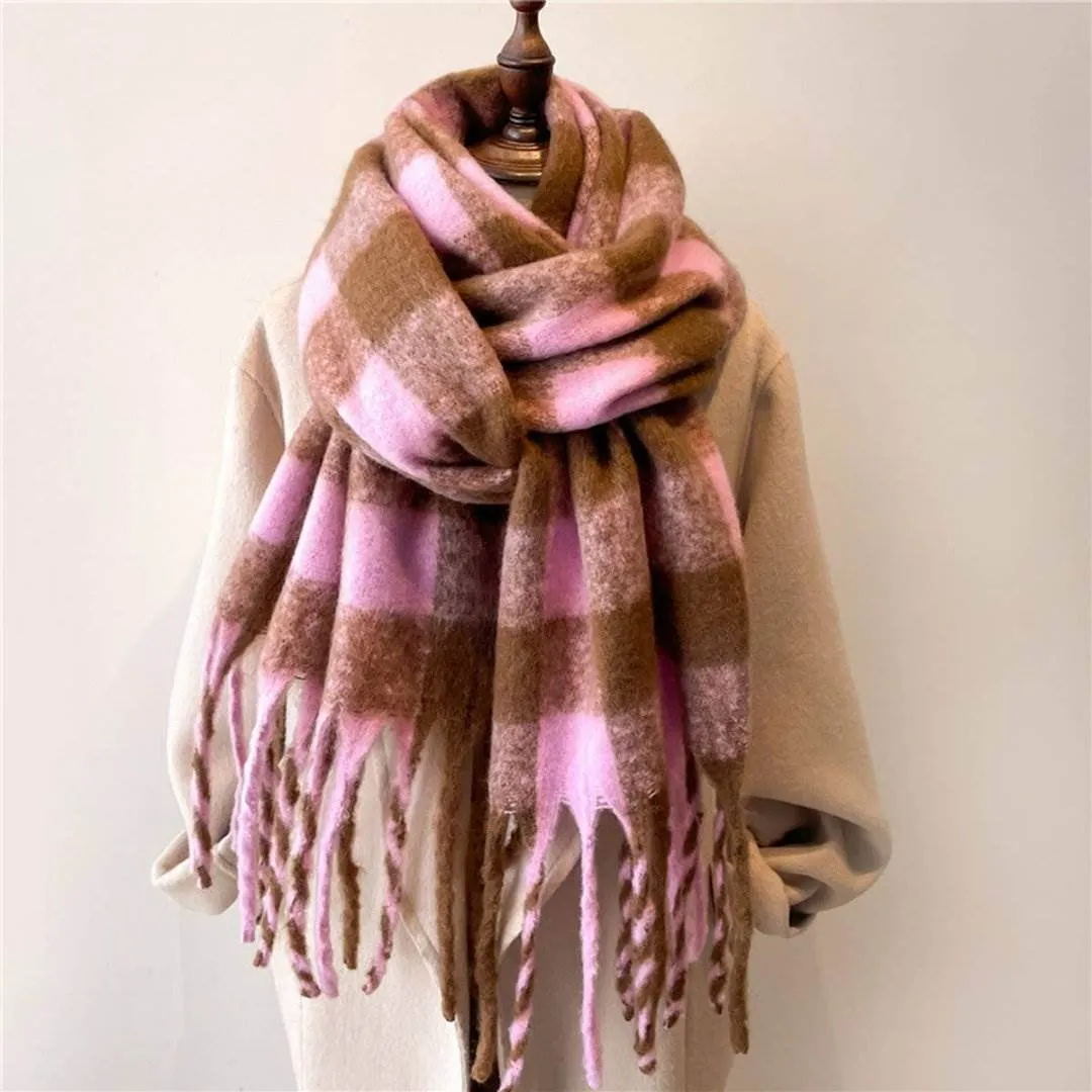 Accity | Plaid Warm Scarf: Coffee