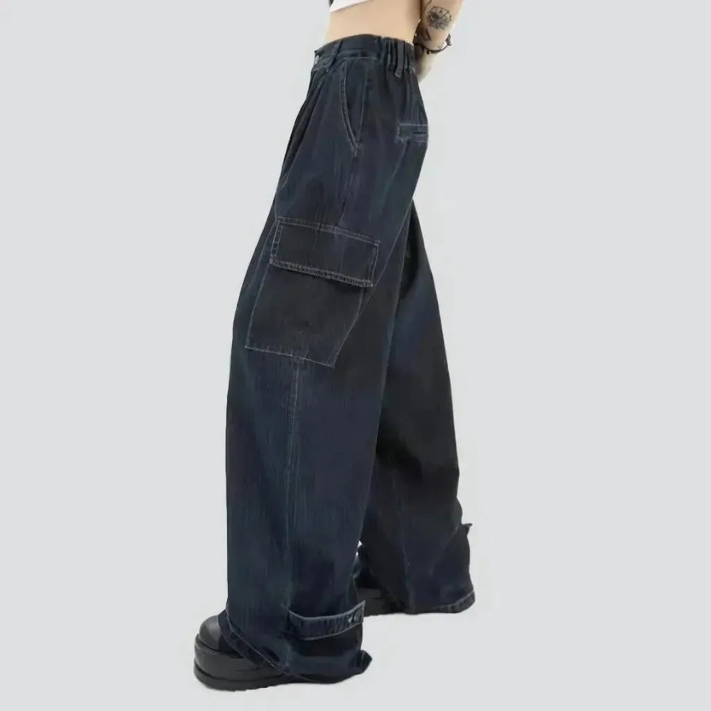 Adjustable-hem women's baggy jeans