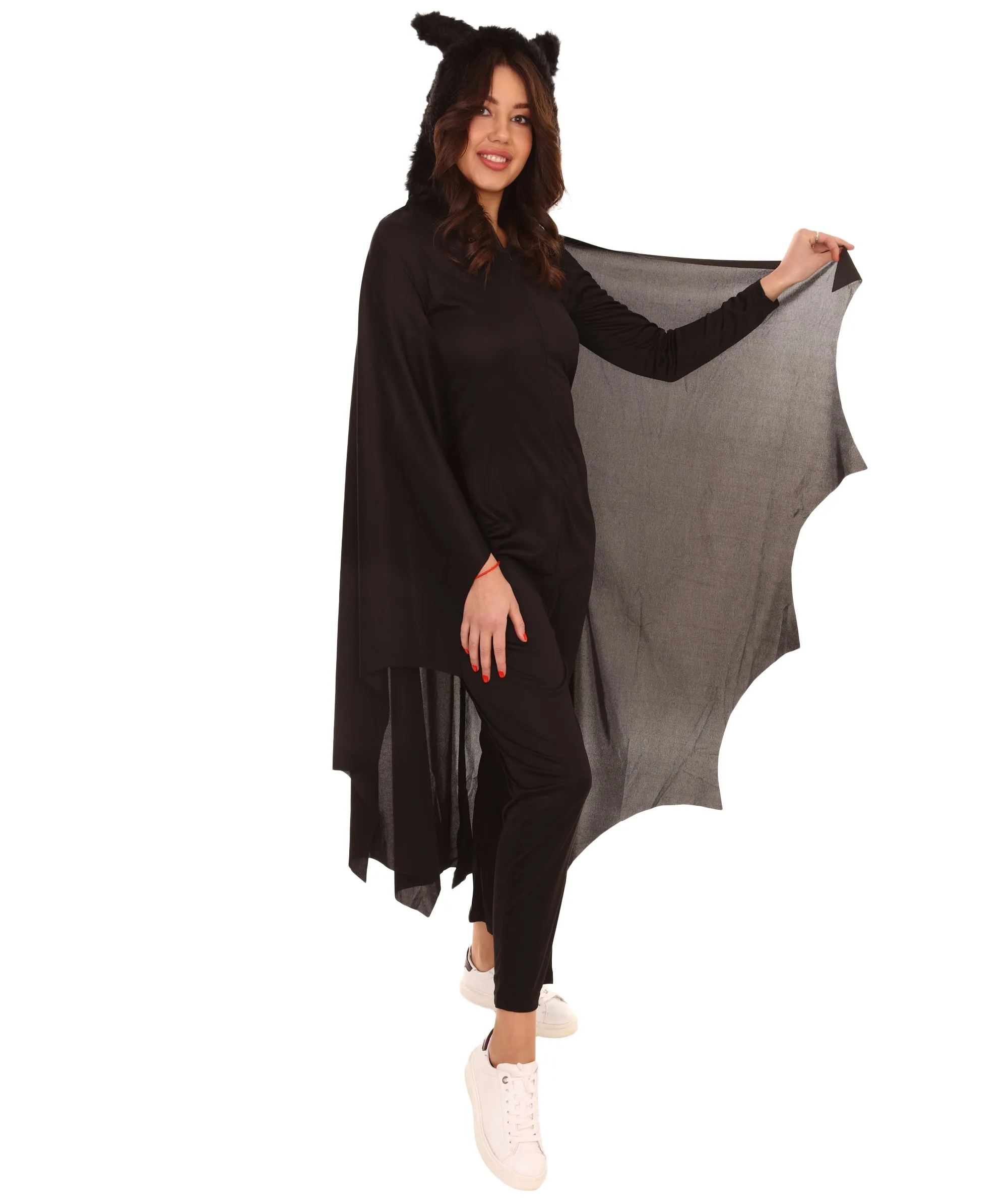 Adult Women's Cozy Bat Jumpsuit | Black Halloween Costume