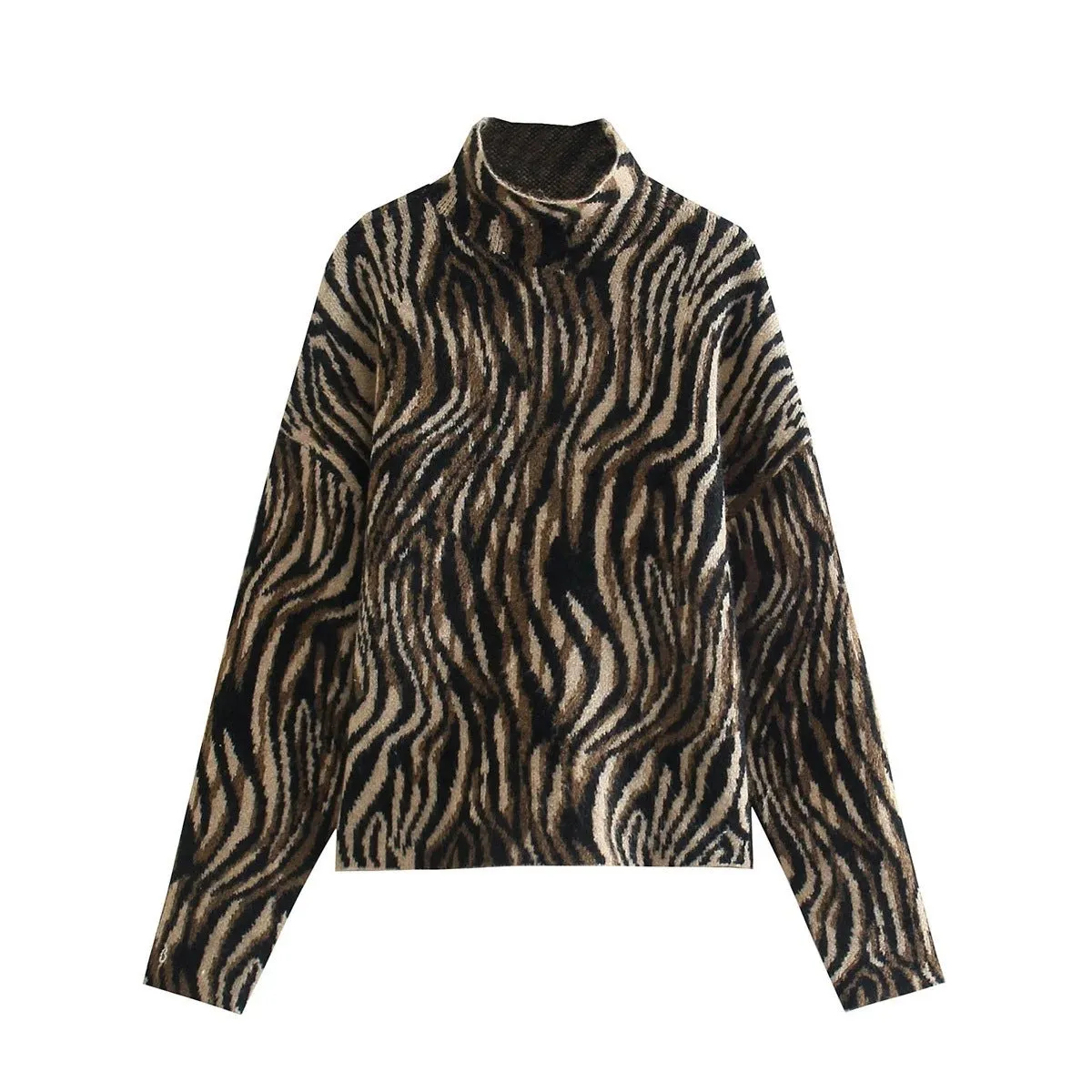 Animal Print Jacquard Sweater With Women's Sweater