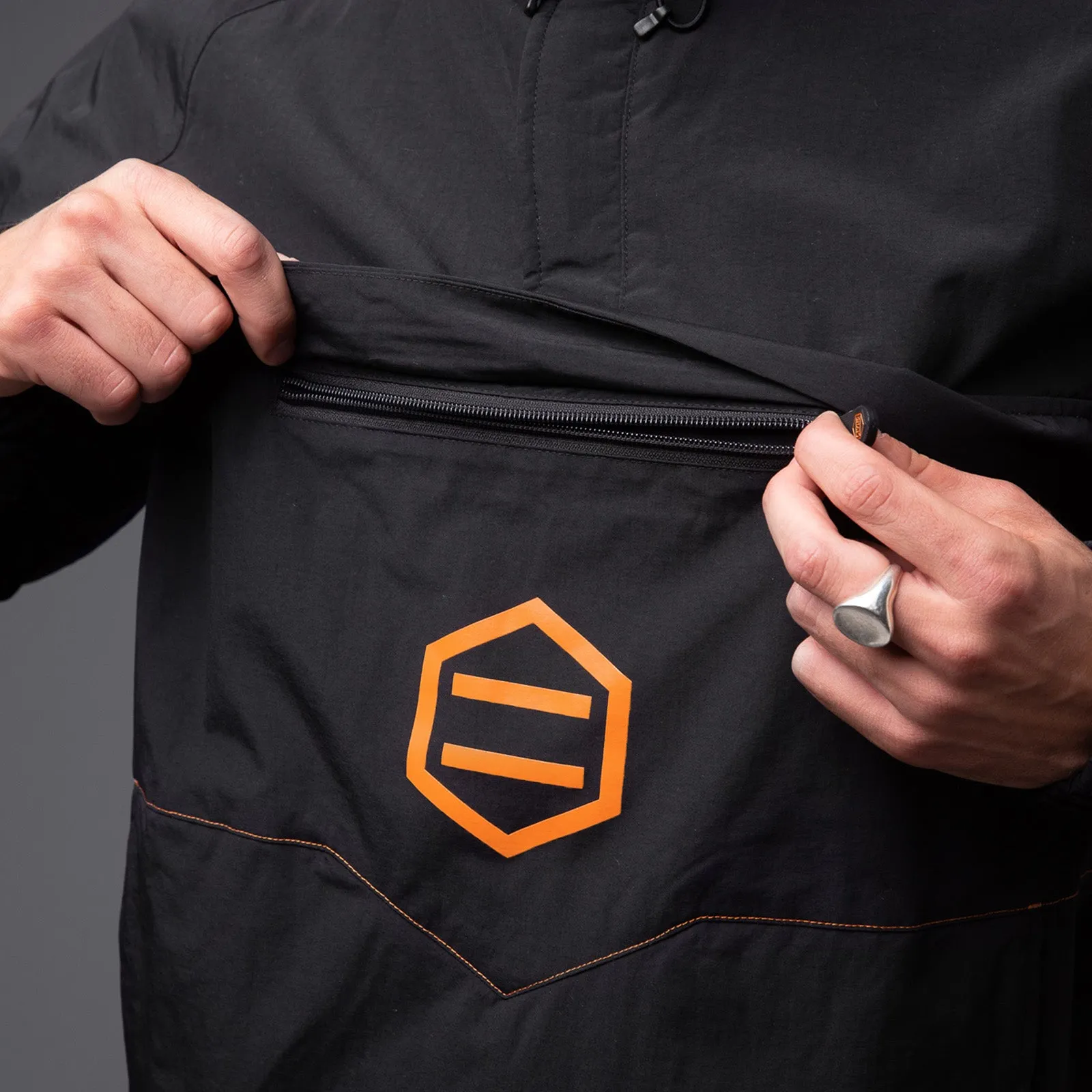 Anorak Jacket Black & Orange