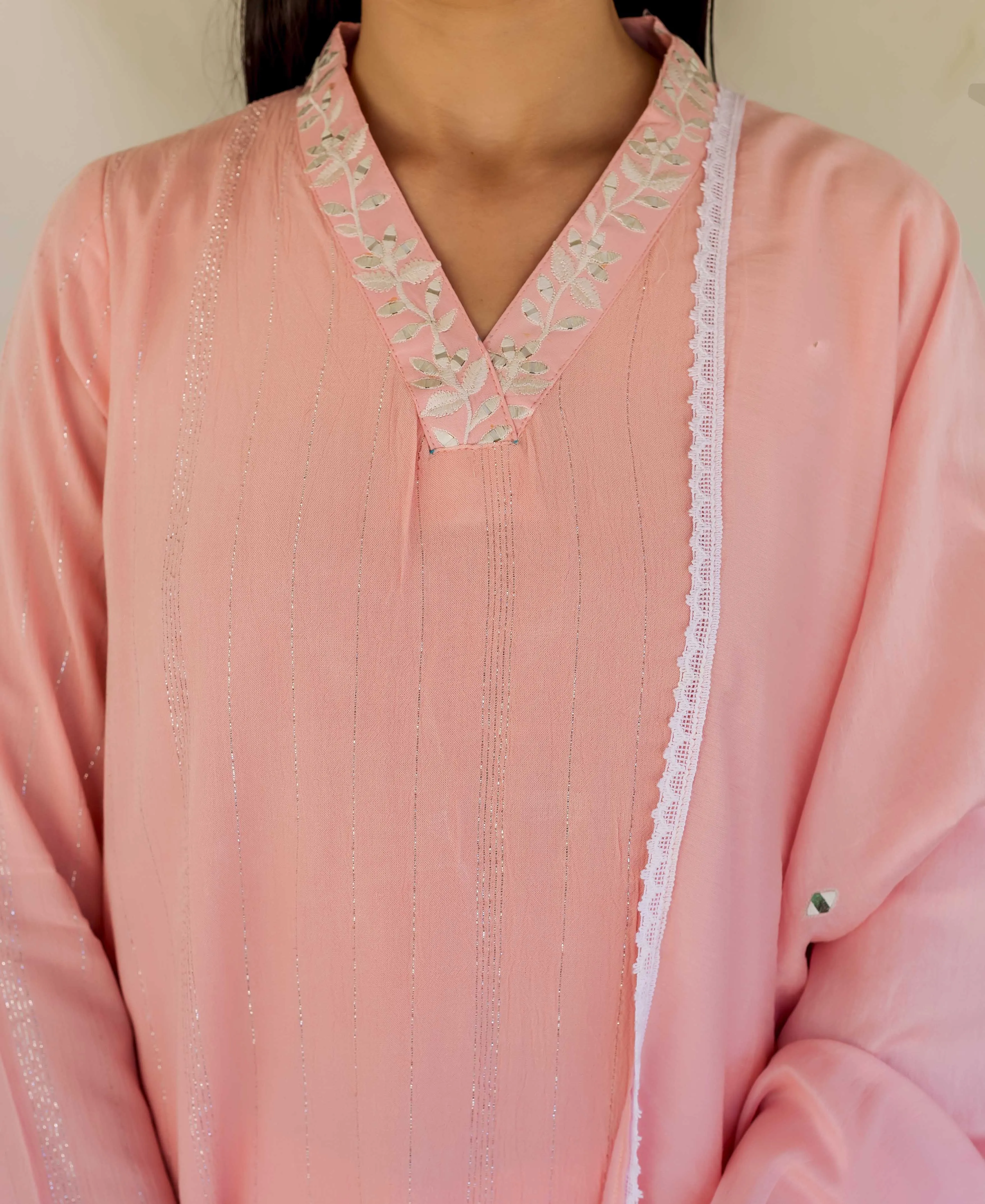 Aria Pink Embroidery Straight Kurta