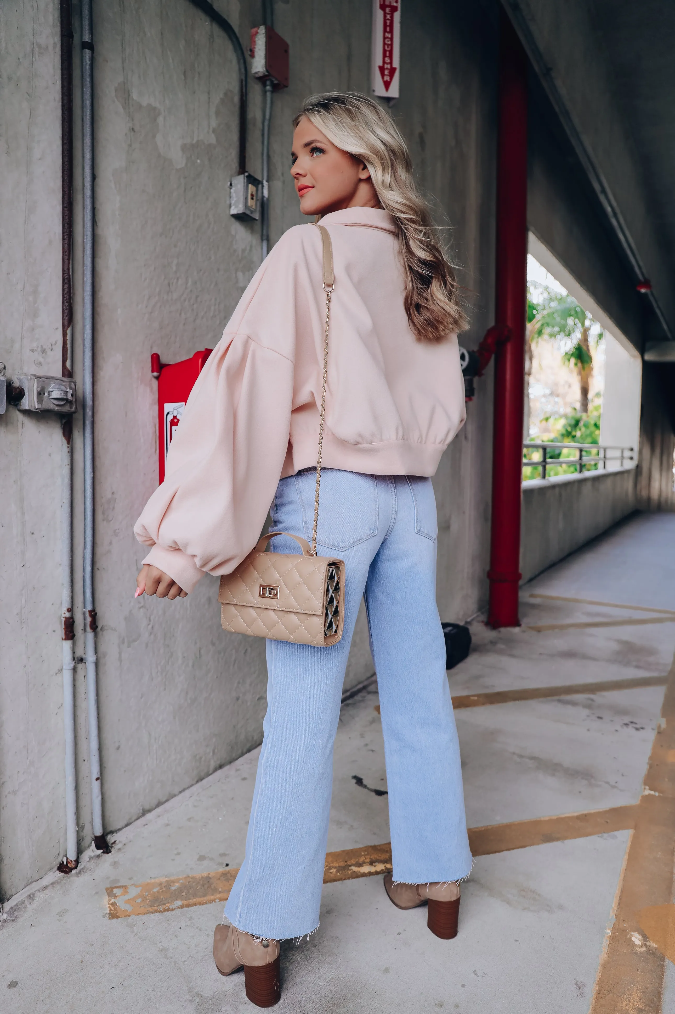 At Ease Cropped Utility Jacket - Blush