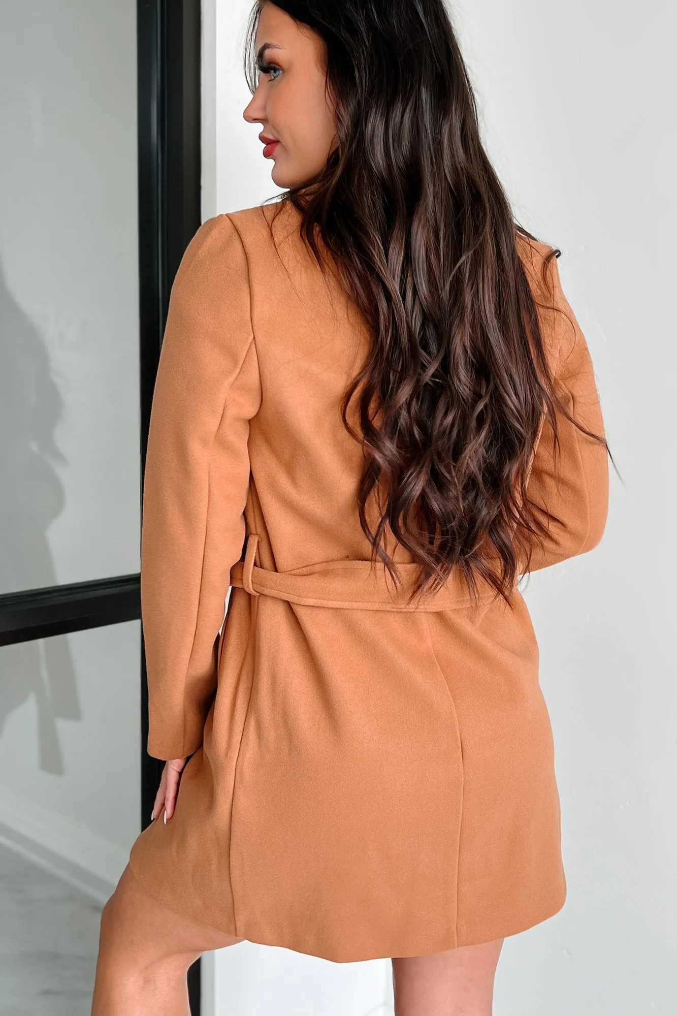 Autumn Mornings Tie Waist Trench Coat (Camel)