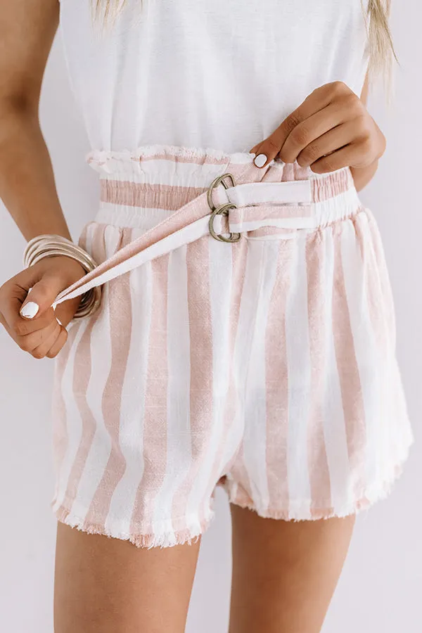 Bali Beat High Waist Stripe Shorts In Pink