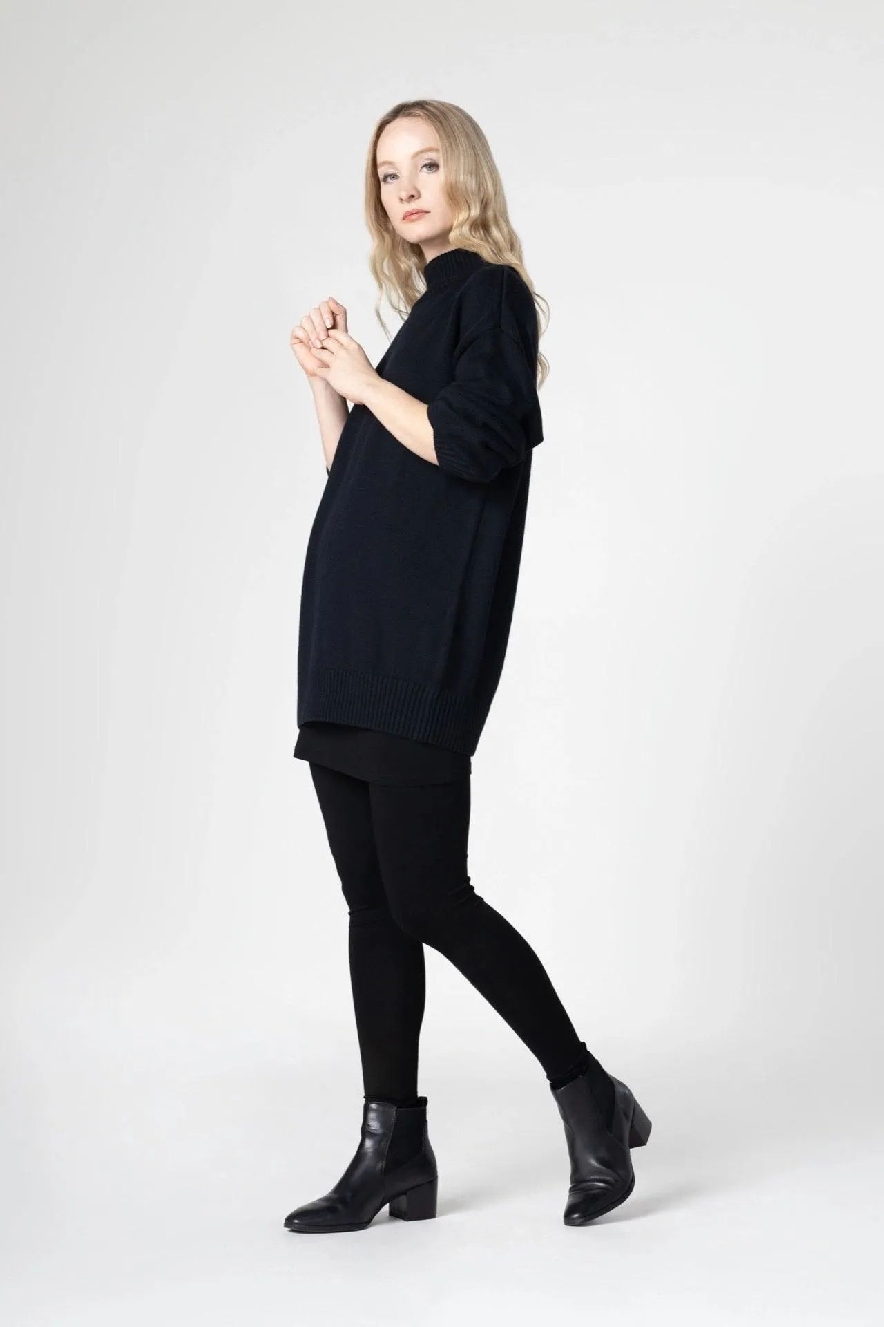 Bamboo Relaxed Fit High Neck Sweater