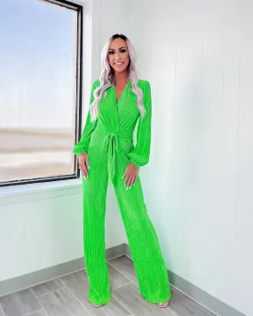 Beach Breeze Pleated Jumpsuit - Green