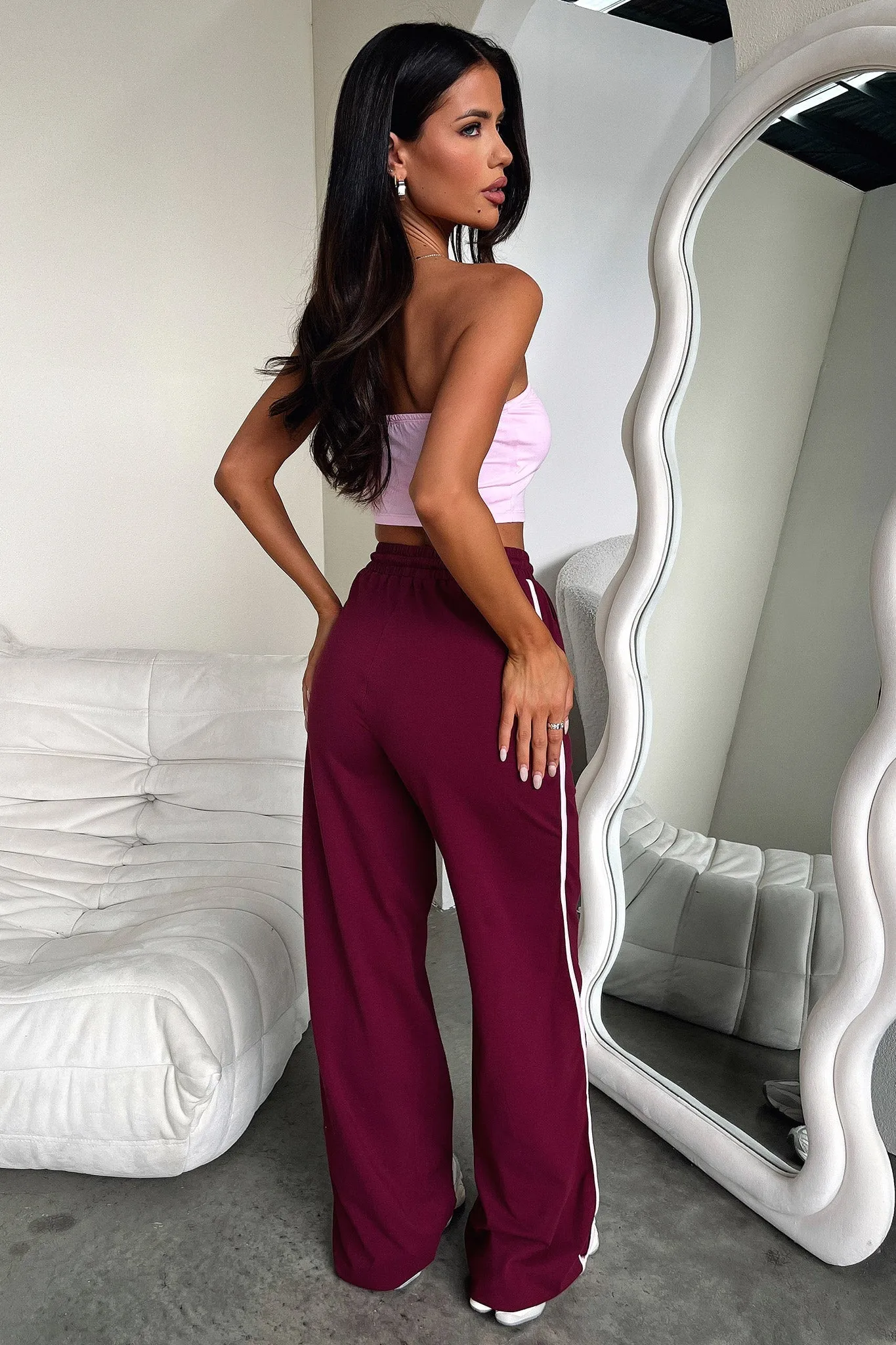 Beckham Wide Leg Pants - Burgundy