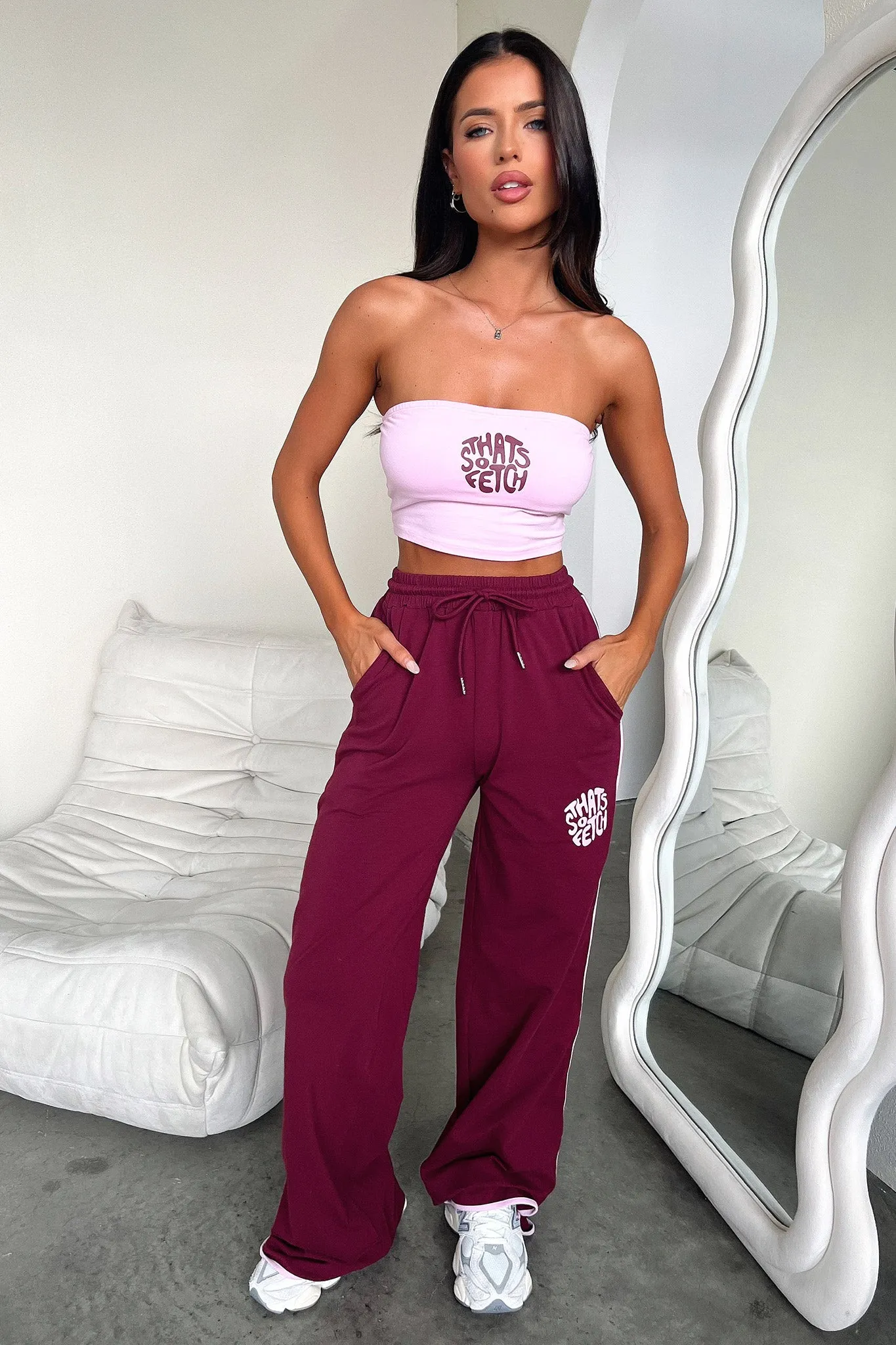 Beckham Wide Leg Pants - Burgundy