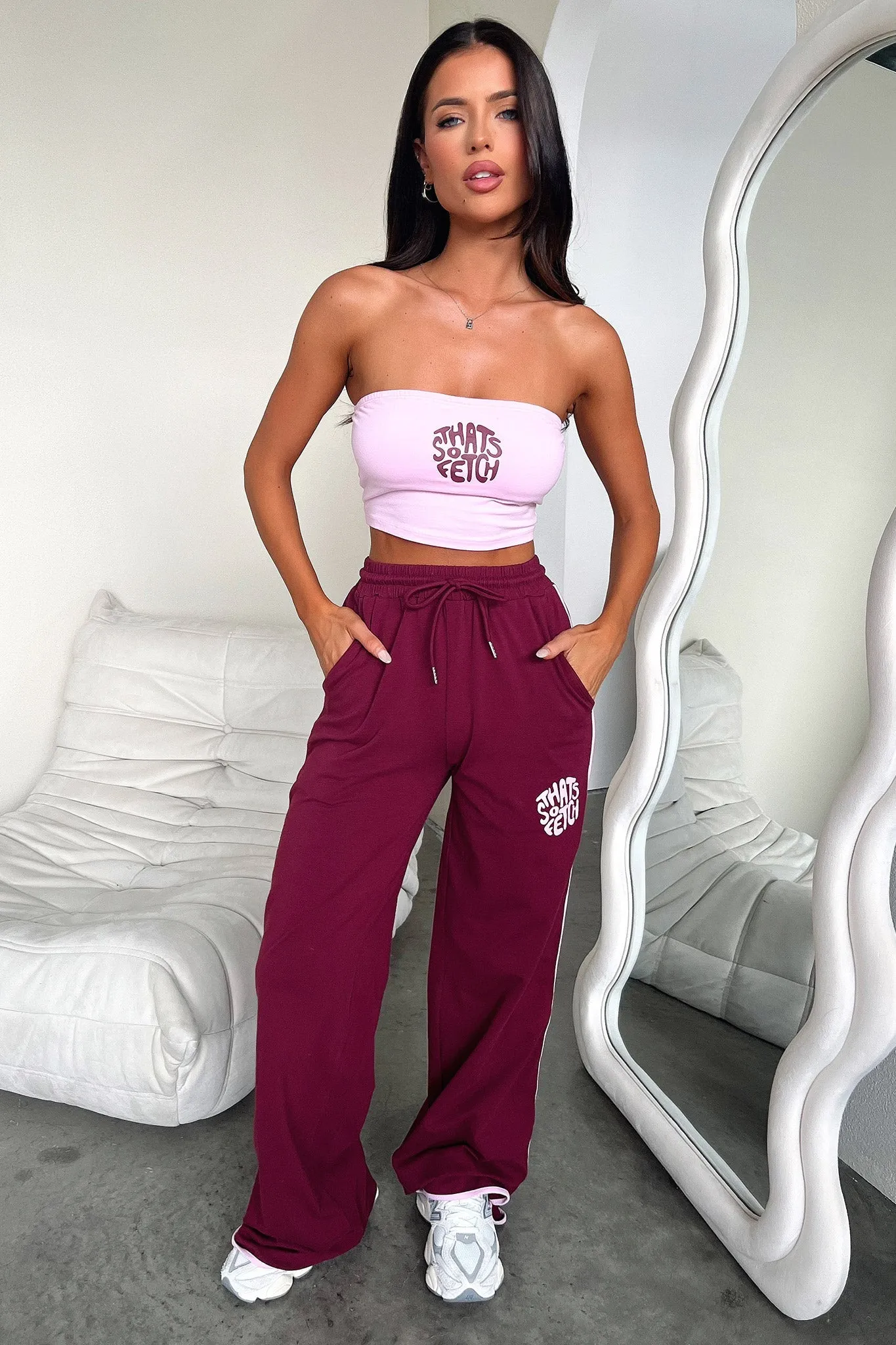 Beckham Wide Leg Pants - Burgundy