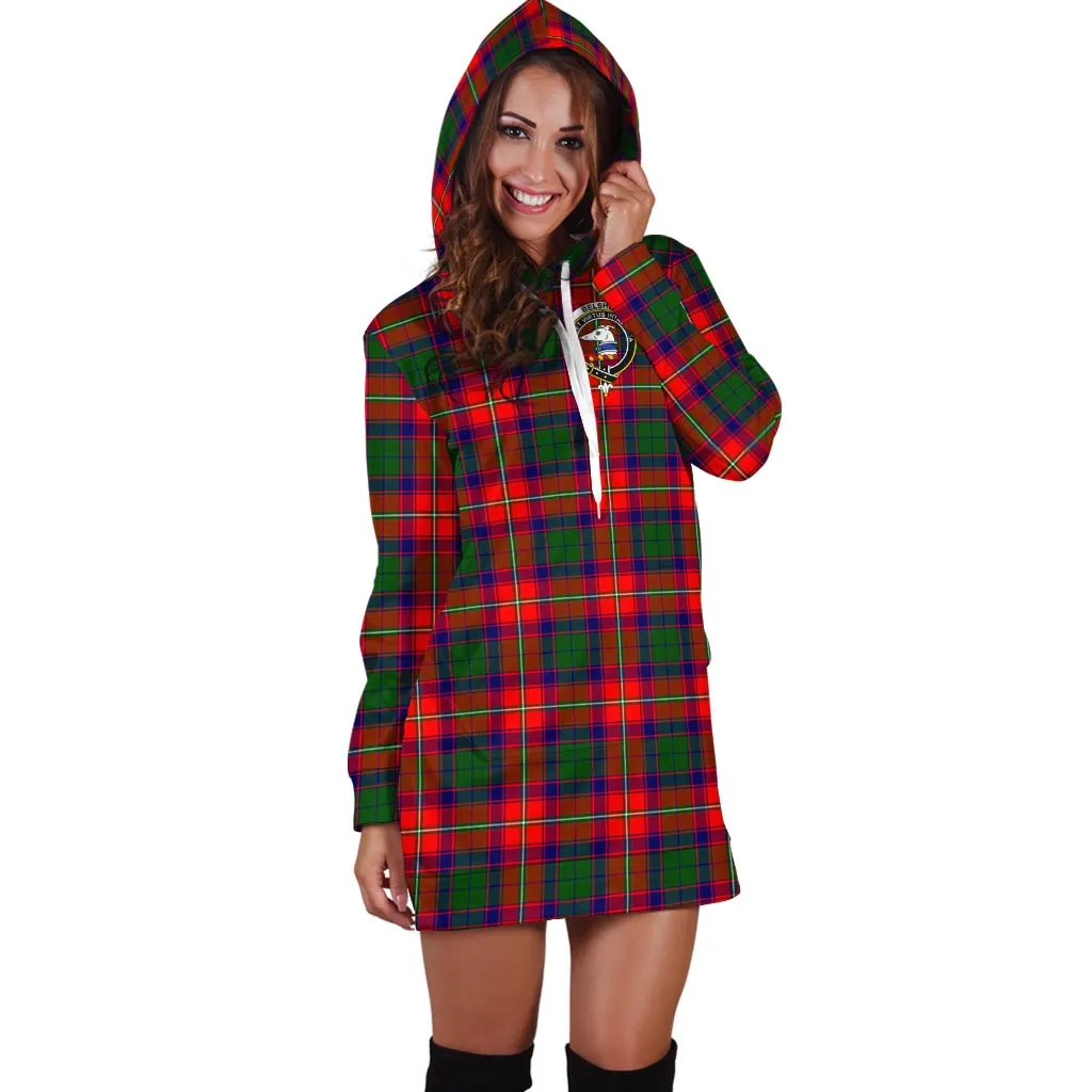 Belshes Tartan Hoodie Dress with Family Crest