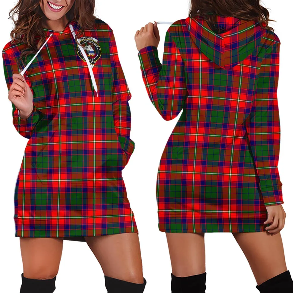 Belshes Tartan Hoodie Dress with Family Crest