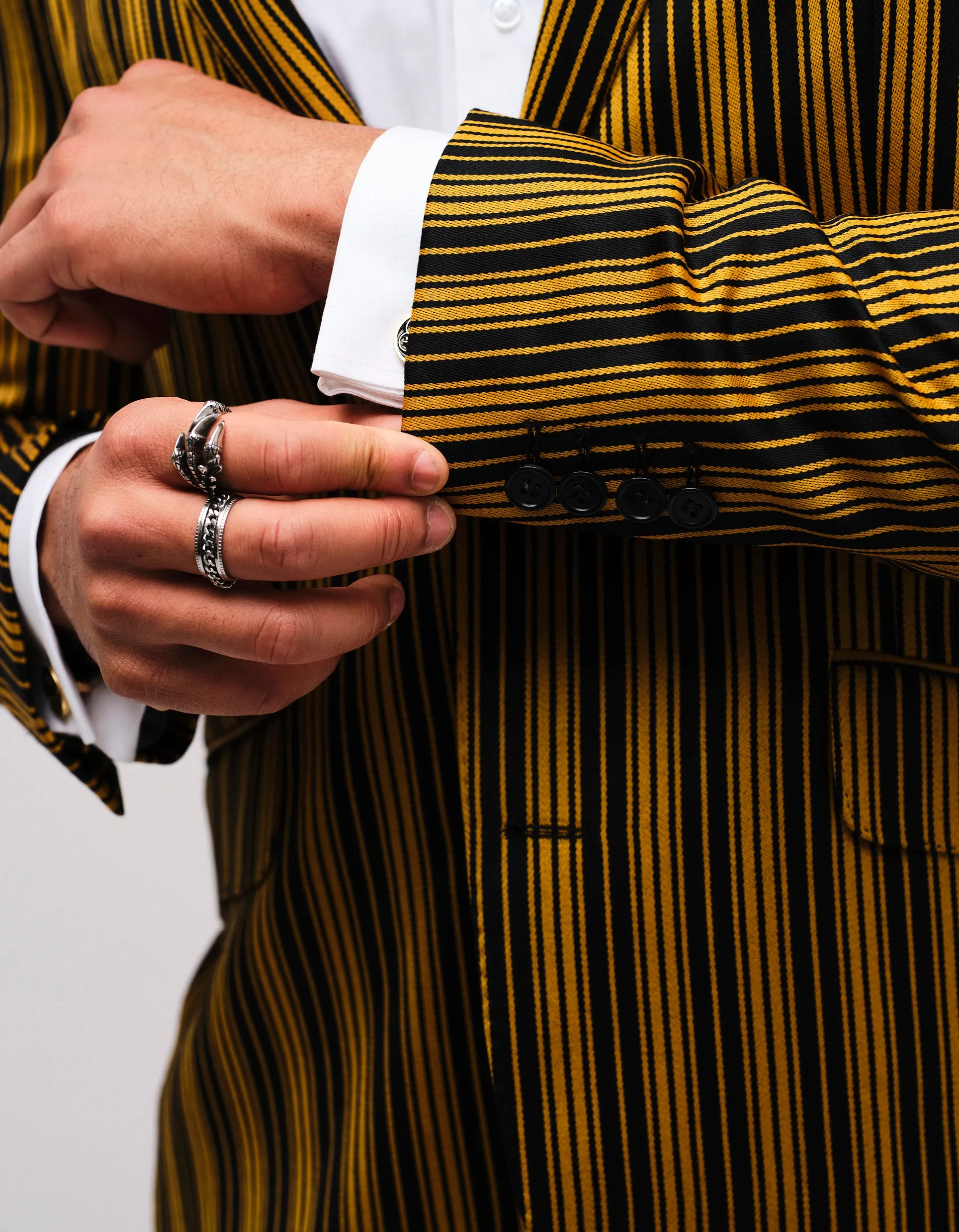 Black & Yellow Stripe Wool 2 Piece Suit GOLD COLLECTION