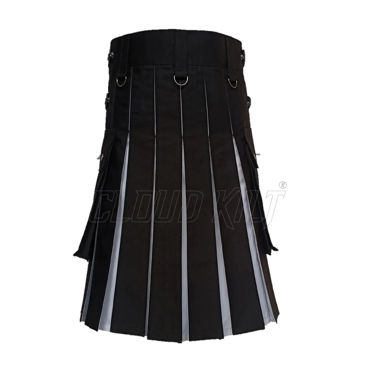 Black and White Hybrid Box Plated Utility Kilt