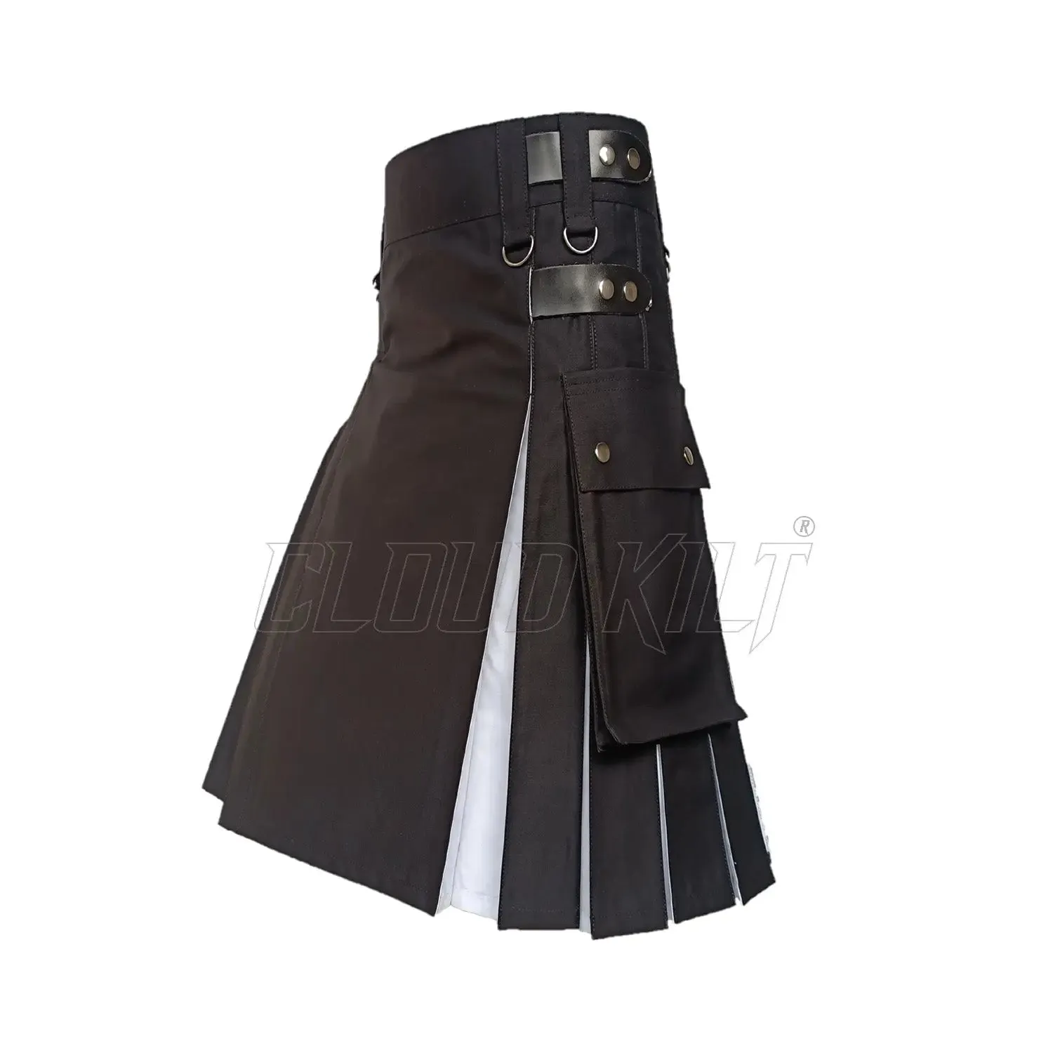 Black and White Hybrid Box Plated Utility Kilt