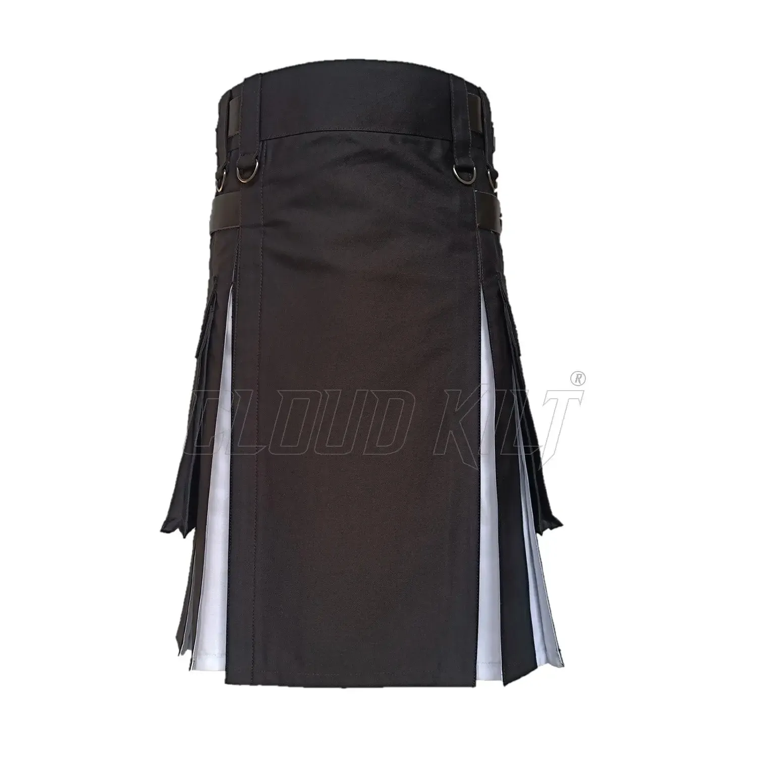 Black and White Hybrid Box Plated Utility Kilt