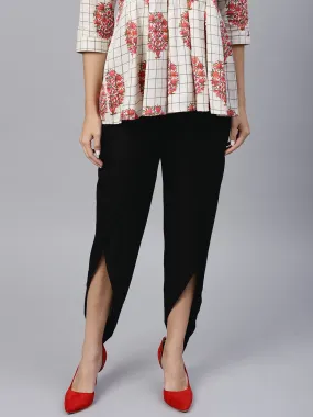 Black Ankle Length Cotton Tulip Pant