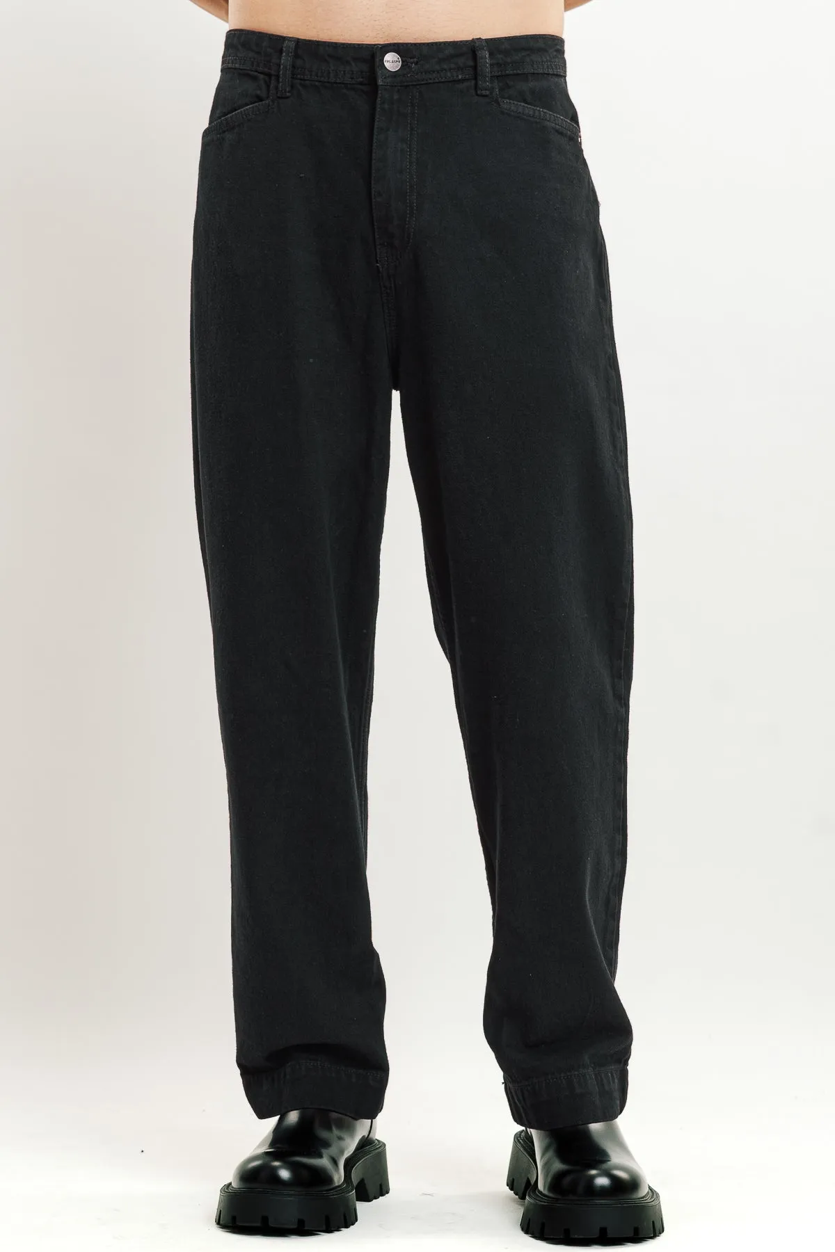 Black Relaxed Straight Men's Jeans