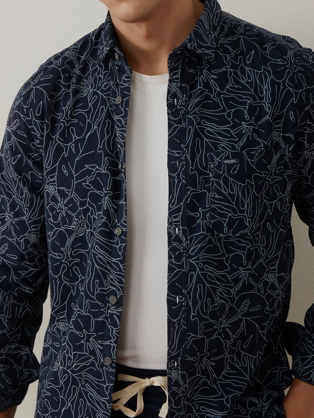 Blue Printed Cotton Shirt