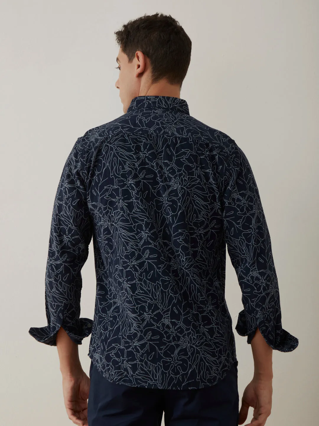 Blue Printed Cotton Shirt