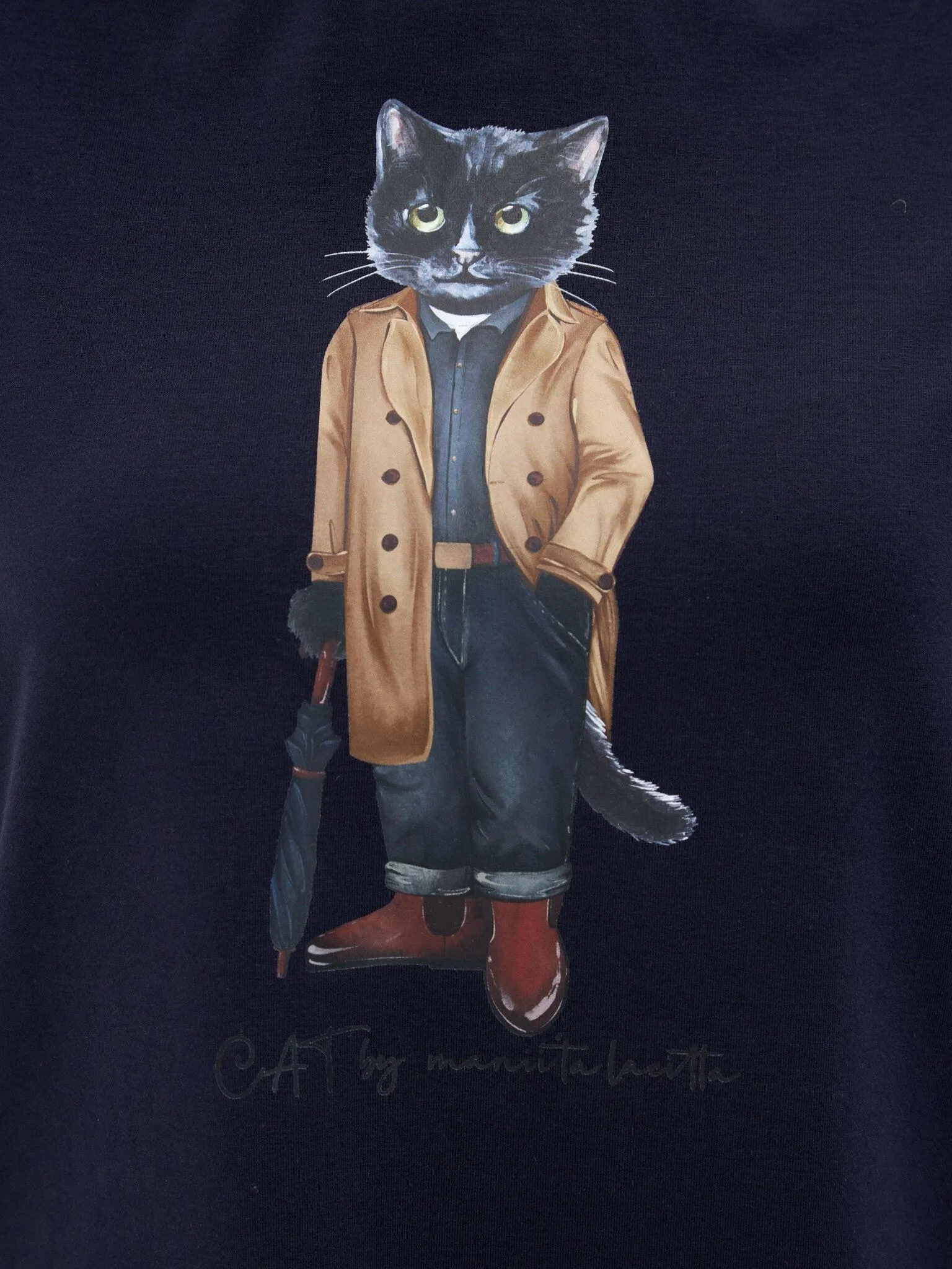 Blue Printed T-shirt TRENCH COAT CAT