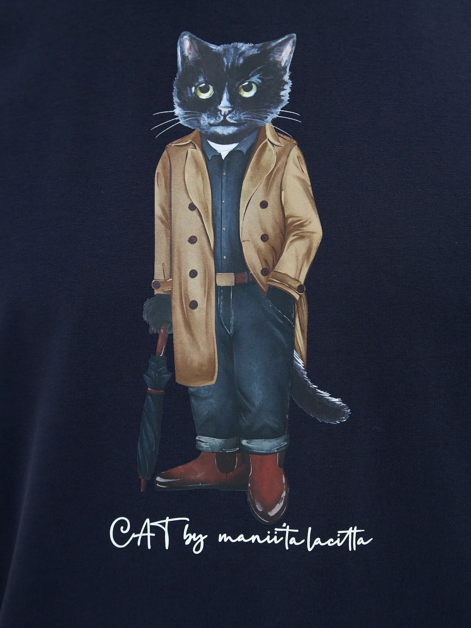 Blue Printed T-shirt TRENCH COAT CAT