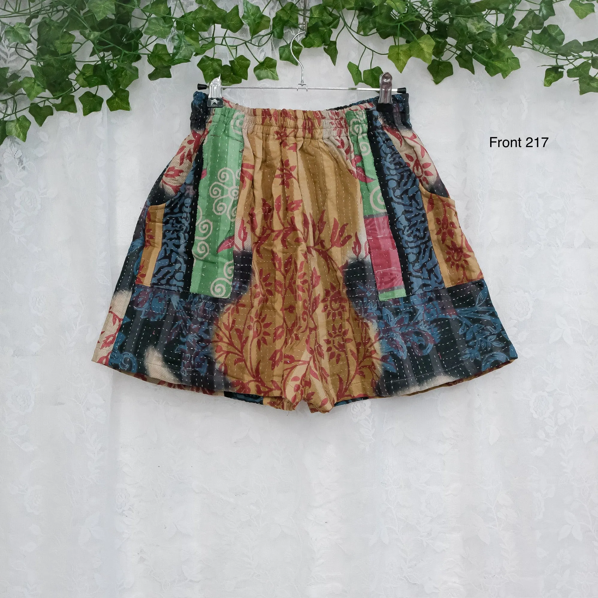 Bohemian Kantha Cotton Shorts