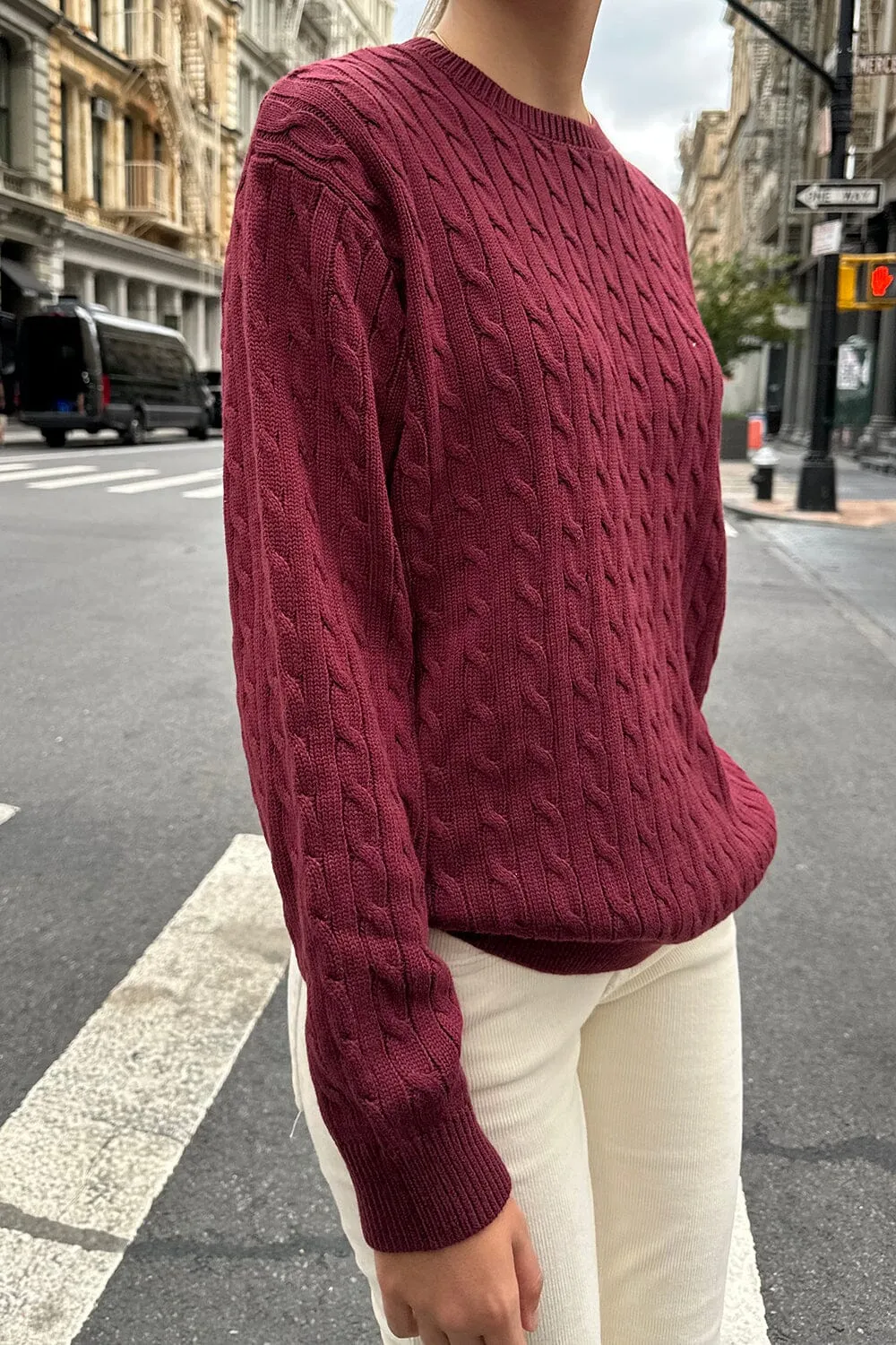 Brianna Cotton Cable Knit Sweater