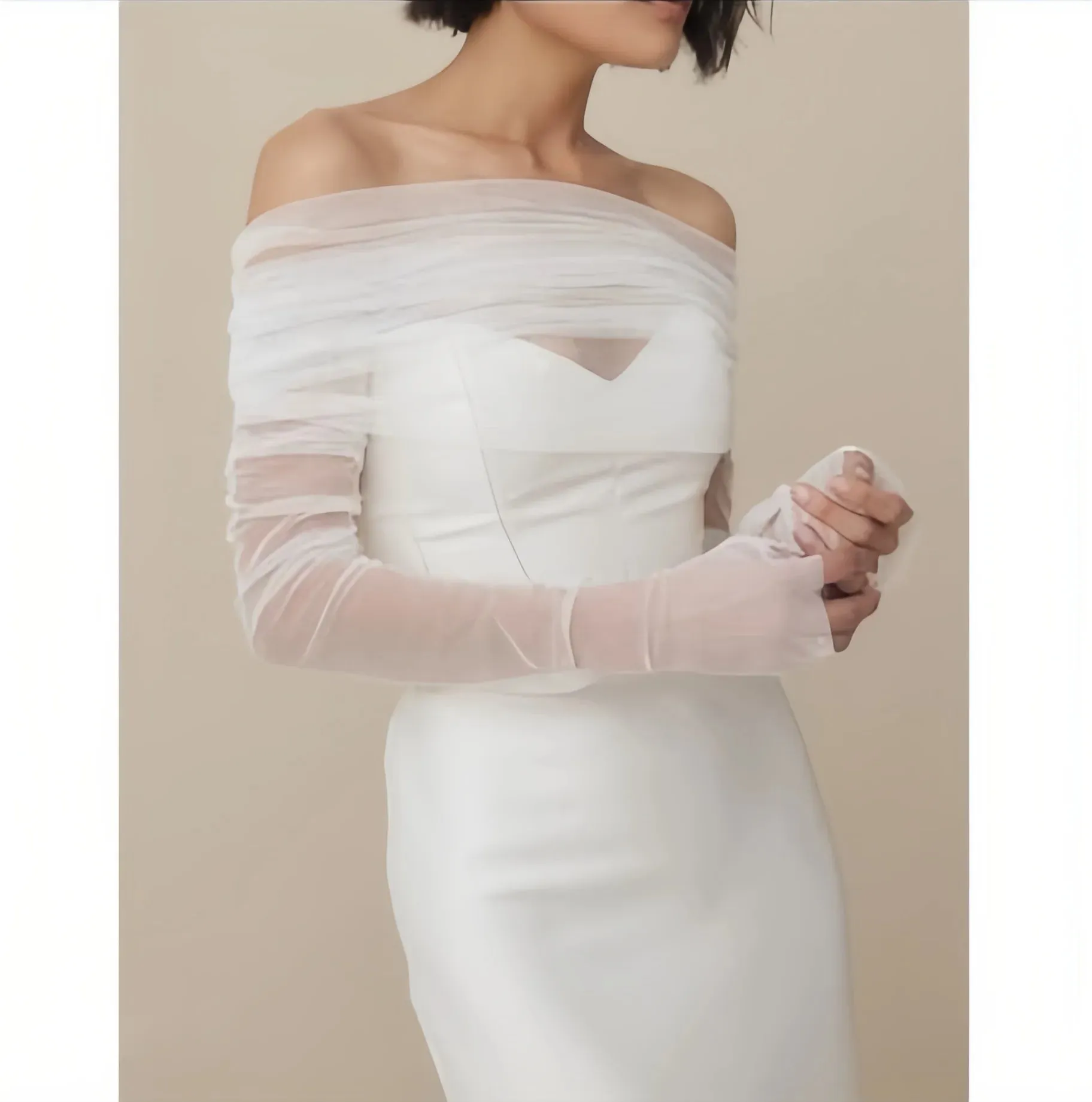 Bride Wrap Detachable Sleeve Transparent  Shoulders Wedding Cover Up