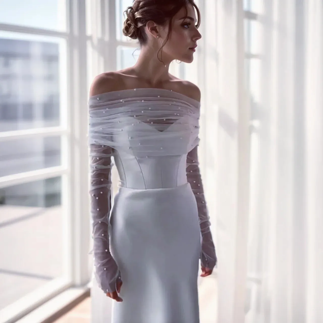 Bride Wrap Detachable Sleeve Transparent  Shoulders Wedding Cover Up