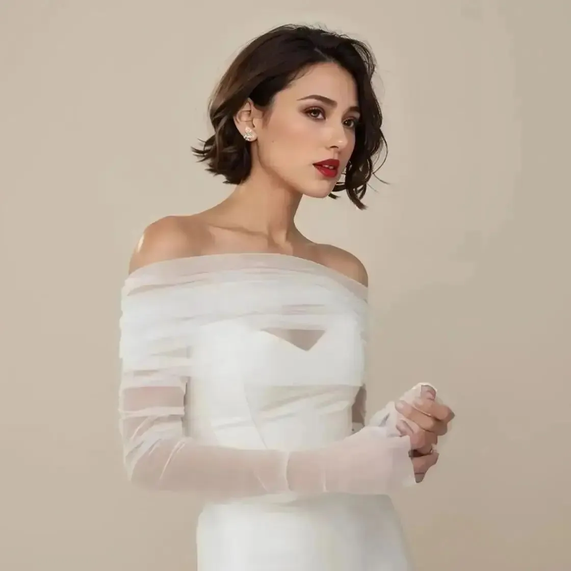 Bride Wrap Detachable Sleeve Transparent  Shoulders Wedding Cover Up