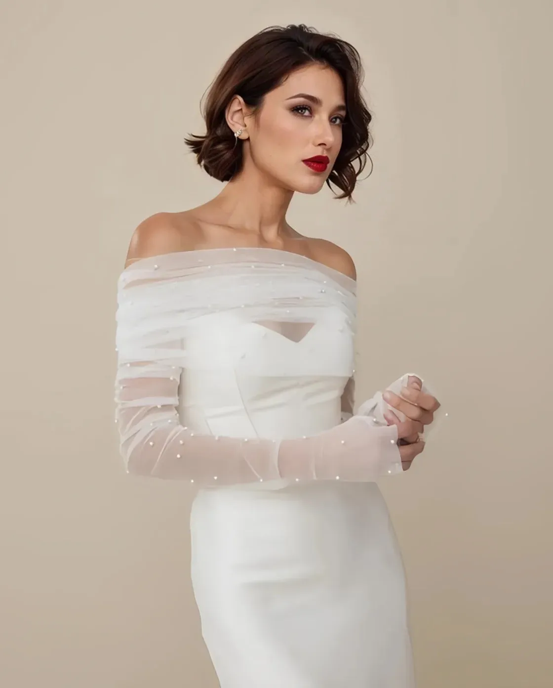 Bride Wrap Detachable Sleeve Transparent  Shoulders Wedding Cover Up